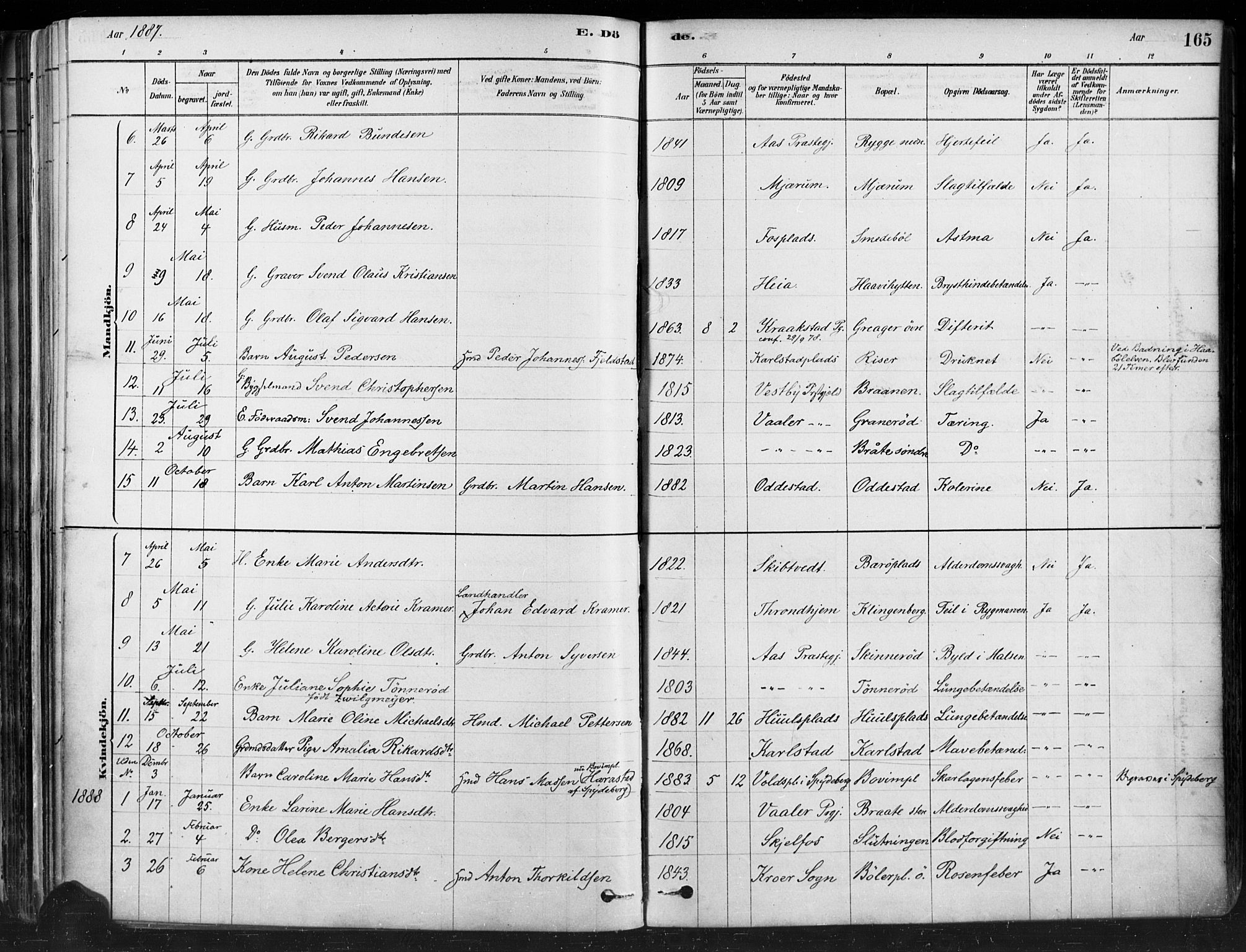 Hobøl prestekontor Kirkebøker, AV/SAO-A-2002/F/Fa/L0005: Parish register (official) no. I 5, 1878-1904, p. 165