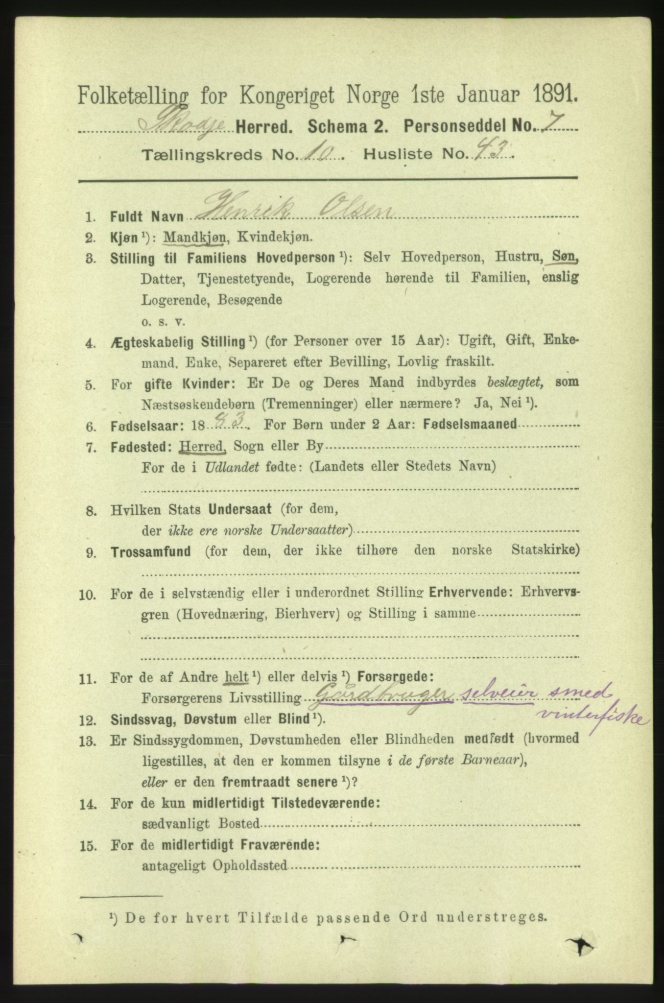 RA, 1891 census for 1529 Skodje, 1891, p. 2260