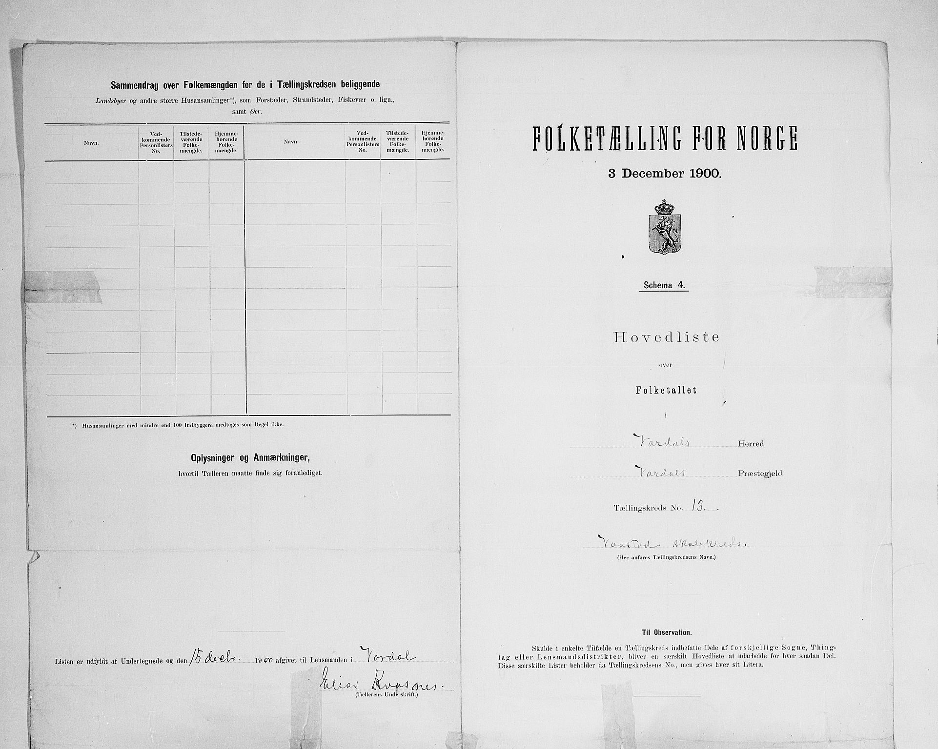 SAH, 1900 census for Vardal, 1900, p. 42