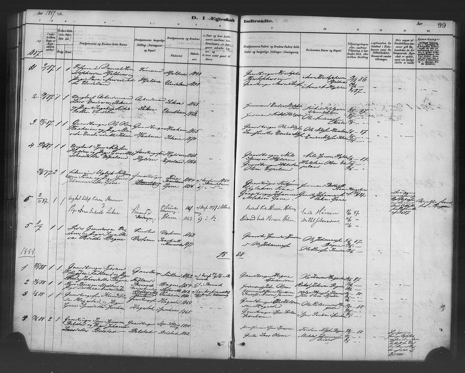 Ulvik sokneprestembete, SAB/A-78801/H/Haa: Parish register (official) no. B 1, 1878-1897, p. 99