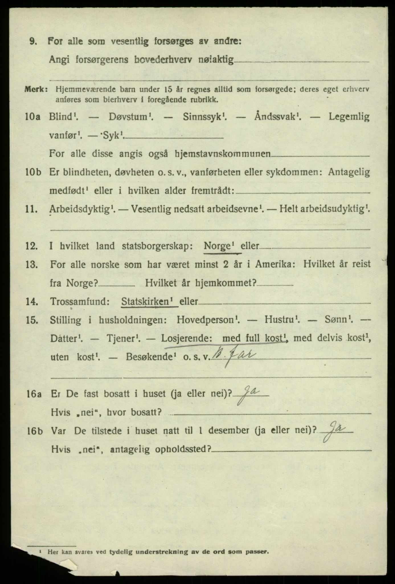 SAB, 1920 census for Hamre, 1920, p. 2862