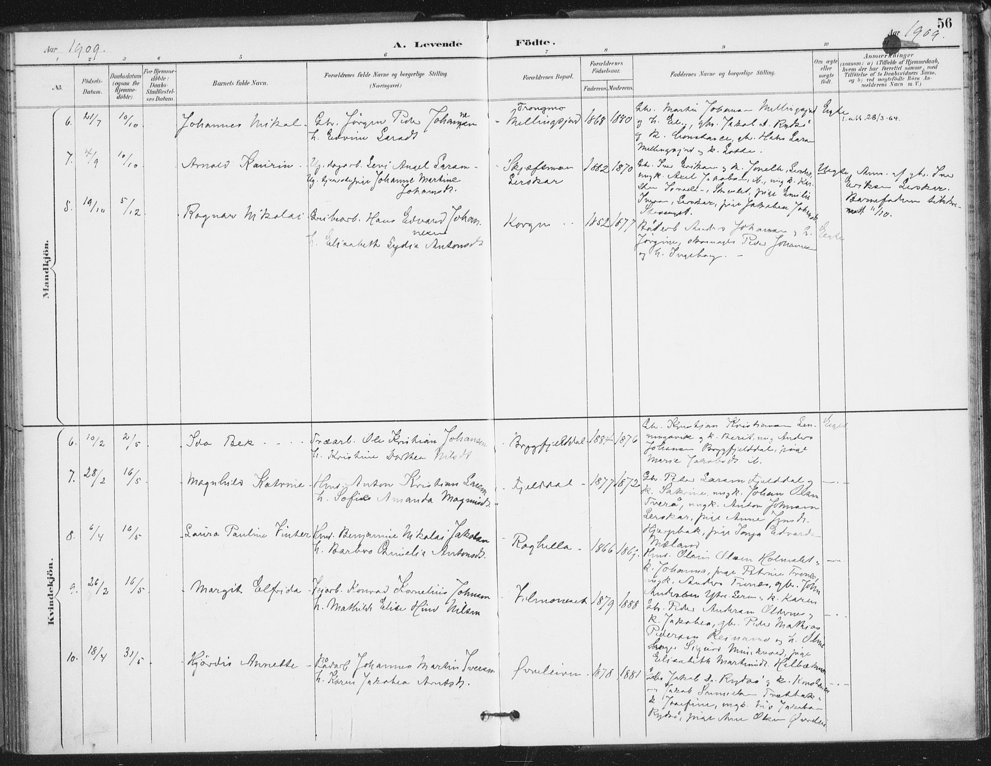Ministerialprotokoller, klokkerbøker og fødselsregistre - Nordland, SAT/A-1459/826/L0380: Parish register (official) no. 826A03, 1891-1911, p. 56