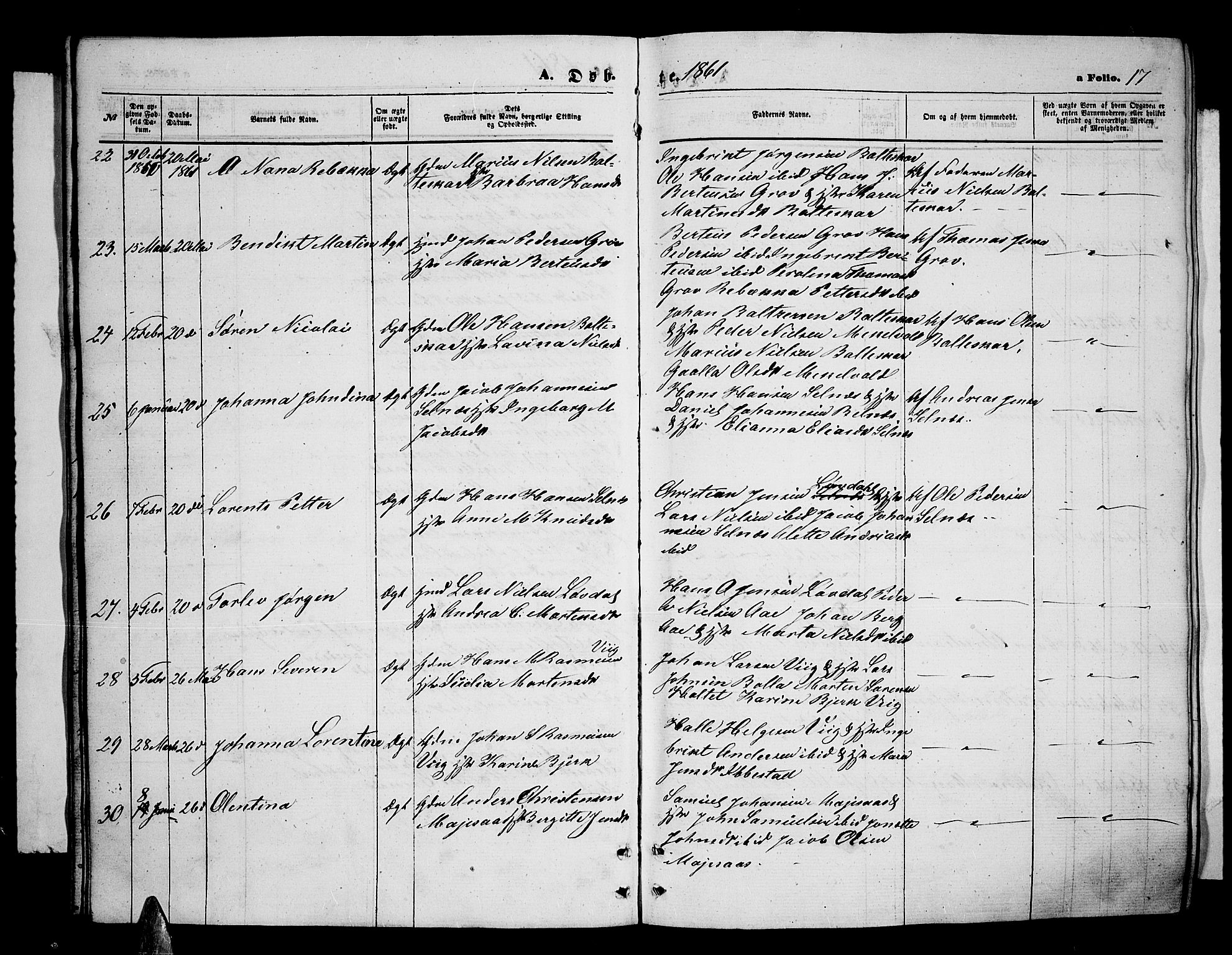 Ibestad sokneprestembete, AV/SATØ-S-0077/H/Ha/Hab/L0005klokker: Parish register (copy) no. 5, 1860-1871, p. 17