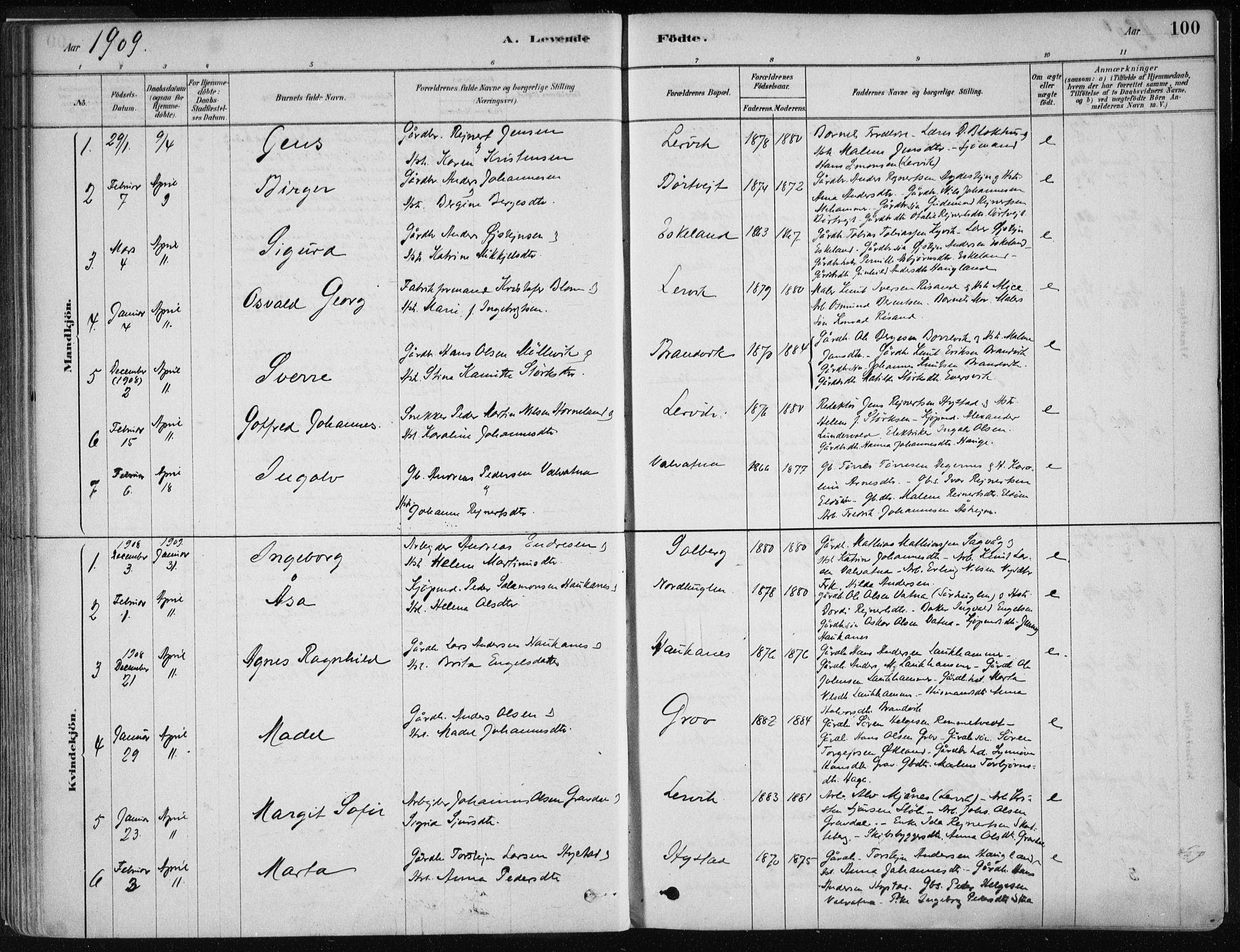 Stord sokneprestembete, AV/SAB-A-78201/H/Haa: Parish register (official) no. B 2, 1878-1913, p. 100