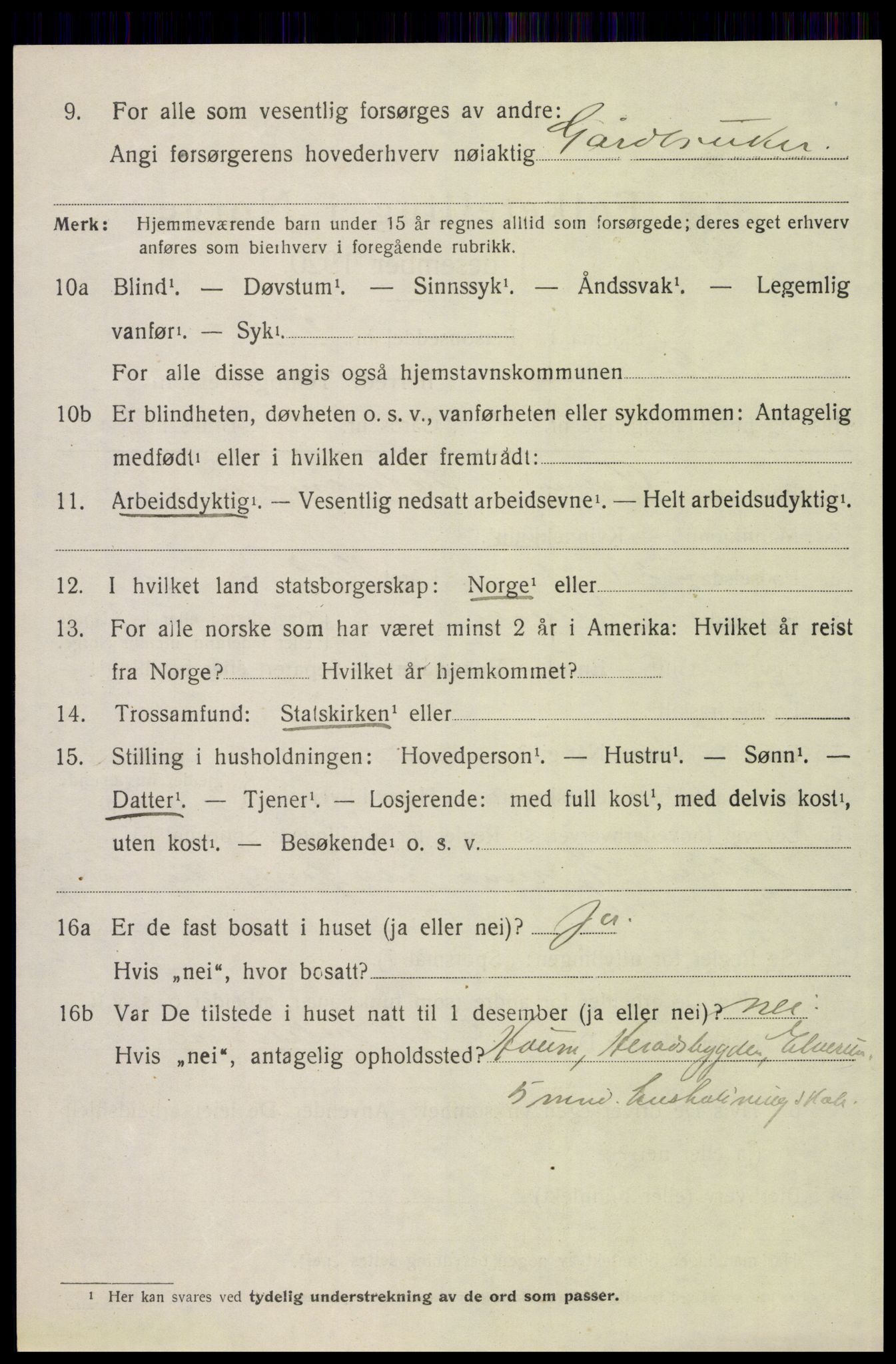 SAH, 1920 census for Elverum, 1920, p. 16175