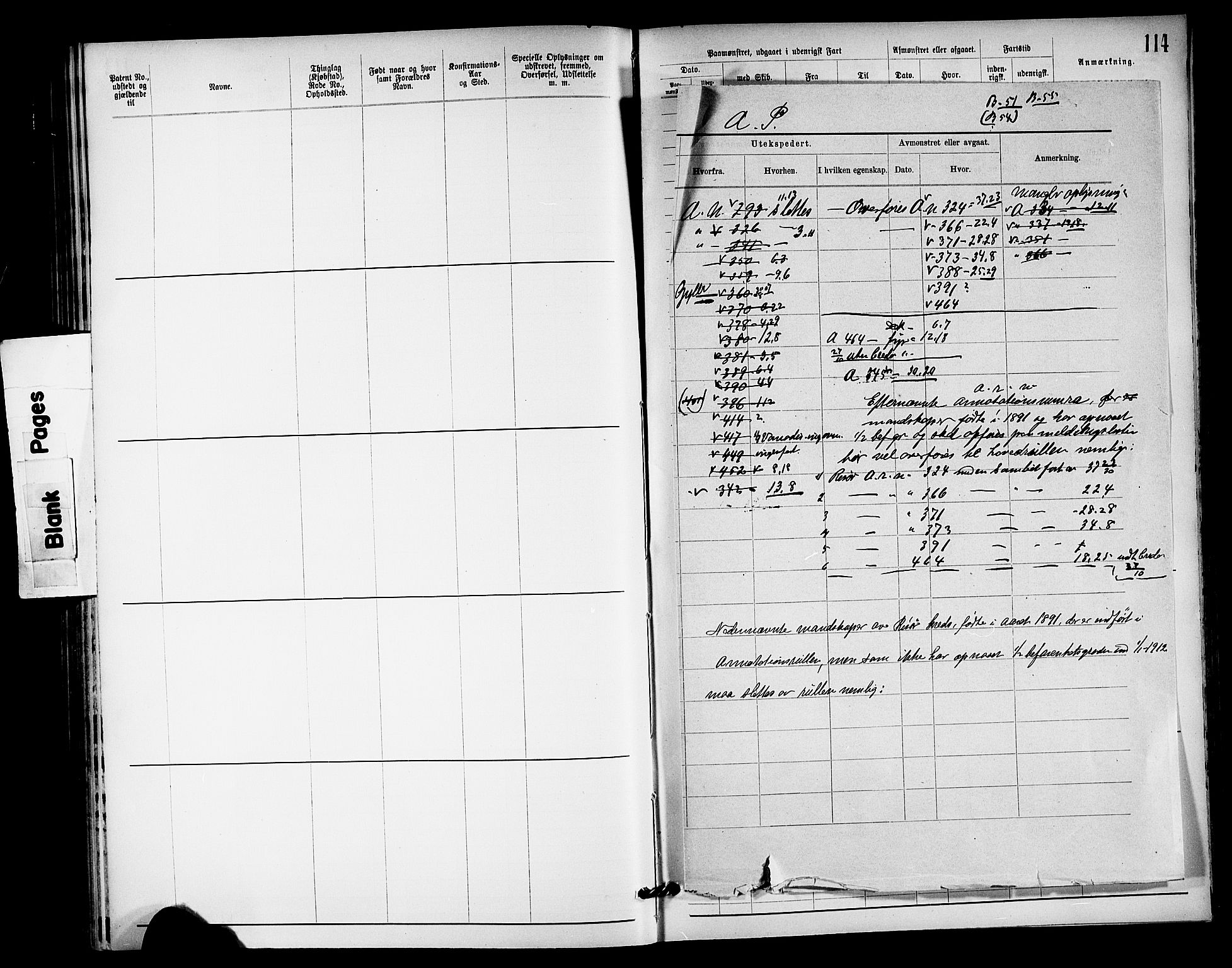 Risør mønstringskrets, SAK/2031-0010/F/Fa/L0004: Annotasjonsrulle nr 1914-1915 og nr 1-477, T-8, 1899-1911, p. 113