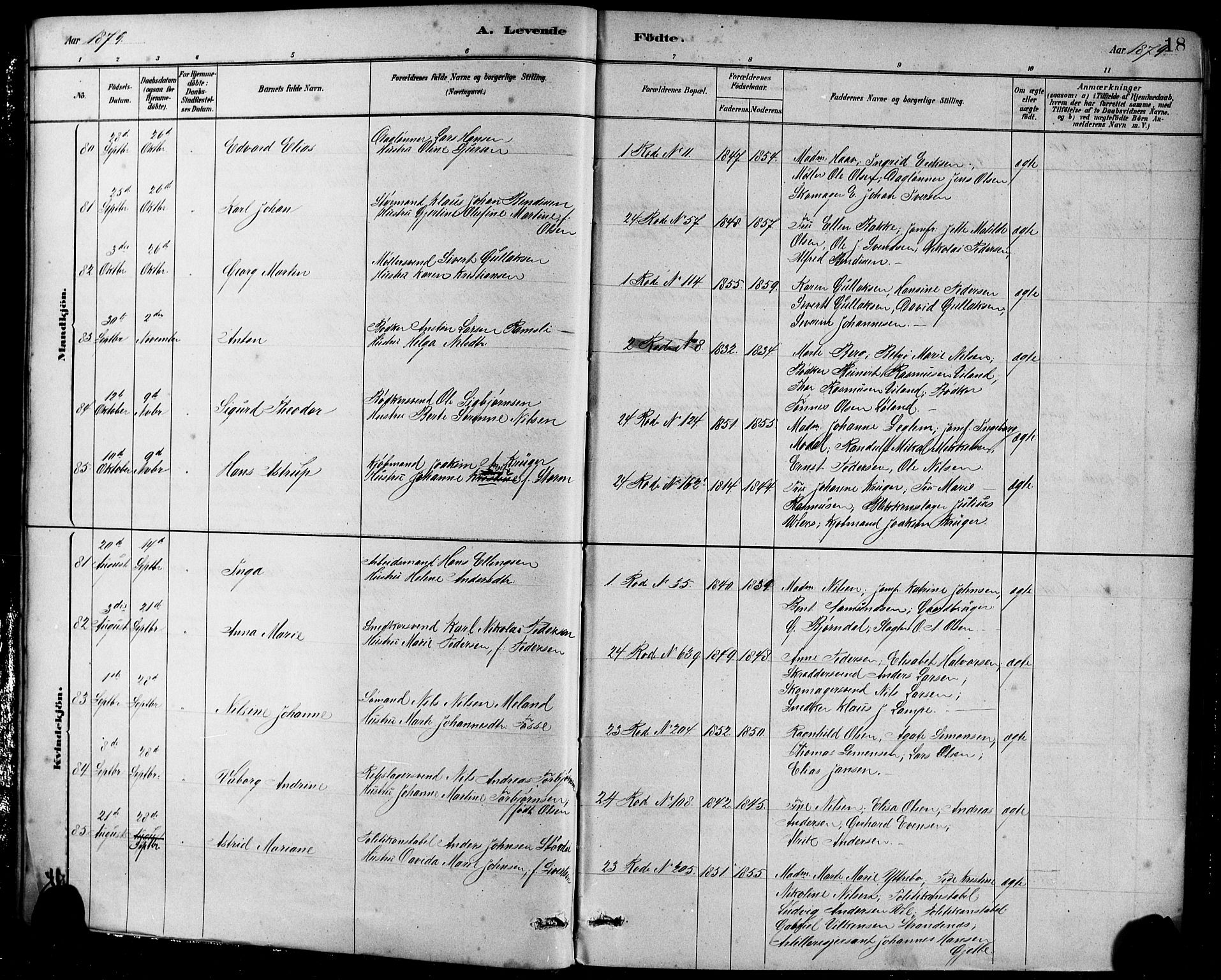 Sandviken Sokneprestembete, AV/SAB-A-77601/H/Hb/L0001: Parish register (copy) no. A 2, 1879-1892, p. 18