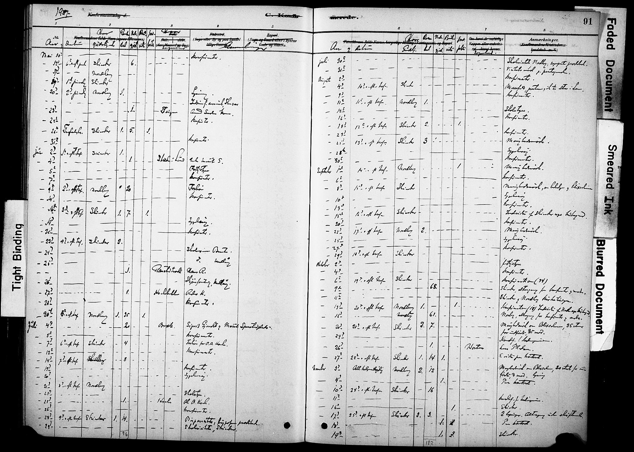Skjåk prestekontor, SAH/PREST-072/H/Ha/Haa/L0002: Parish register (official) no. 2, 1878-1907, p. 91