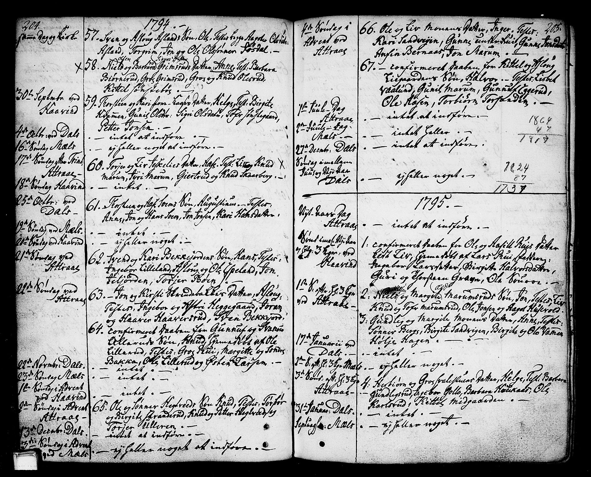 Tinn kirkebøker, SAKO/A-308/F/Fa/L0002: Parish register (official) no. I 2, 1757-1810, p. 204-205