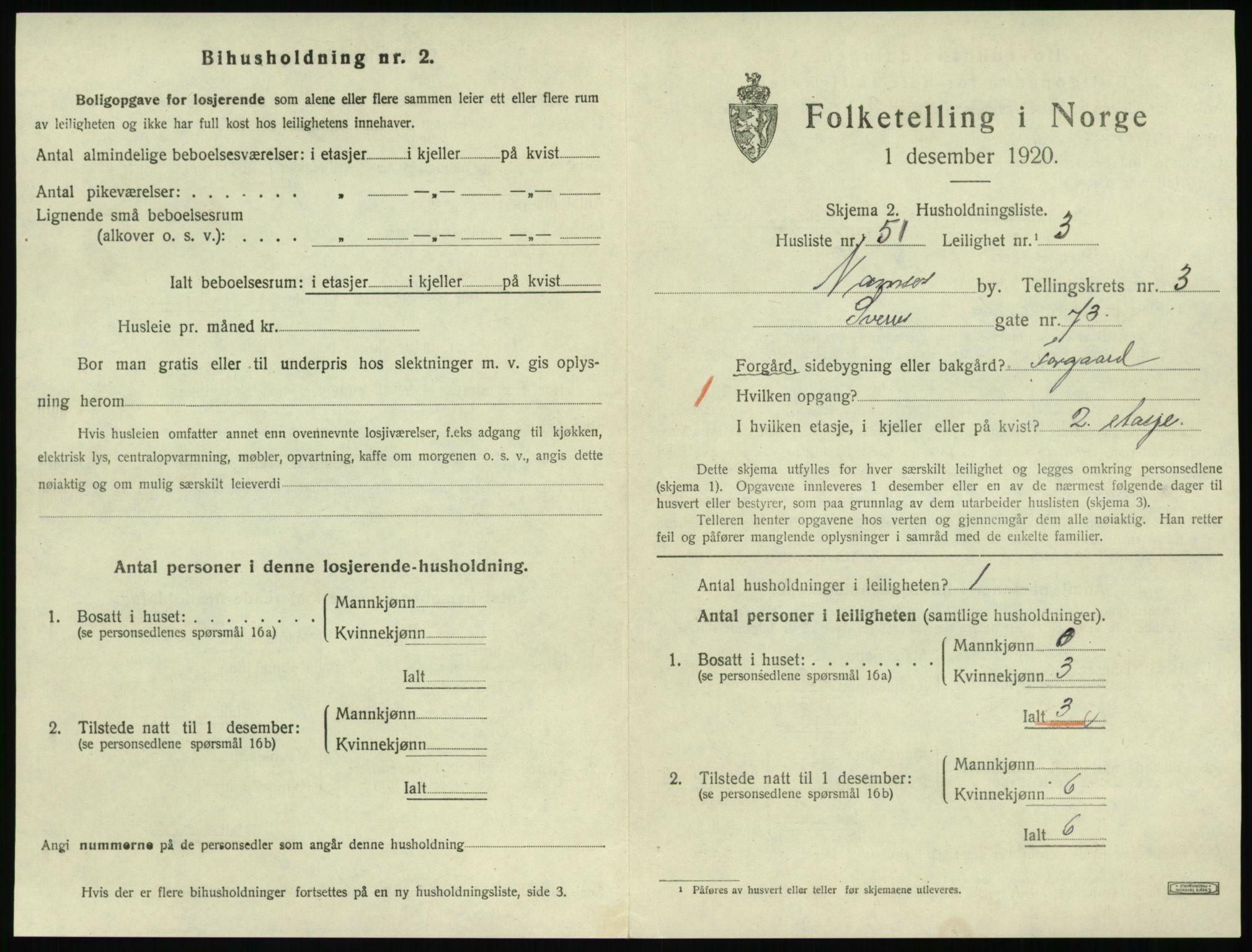 SAT, 1920 census for Namsos, 1920, p. 1321