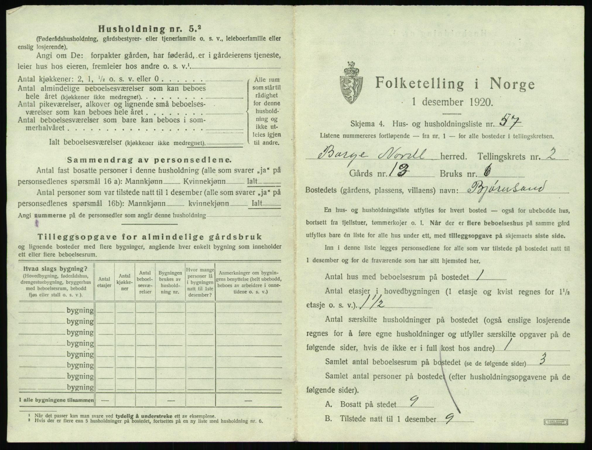 SAT, 1920 census for Borge, 1920, p. 269