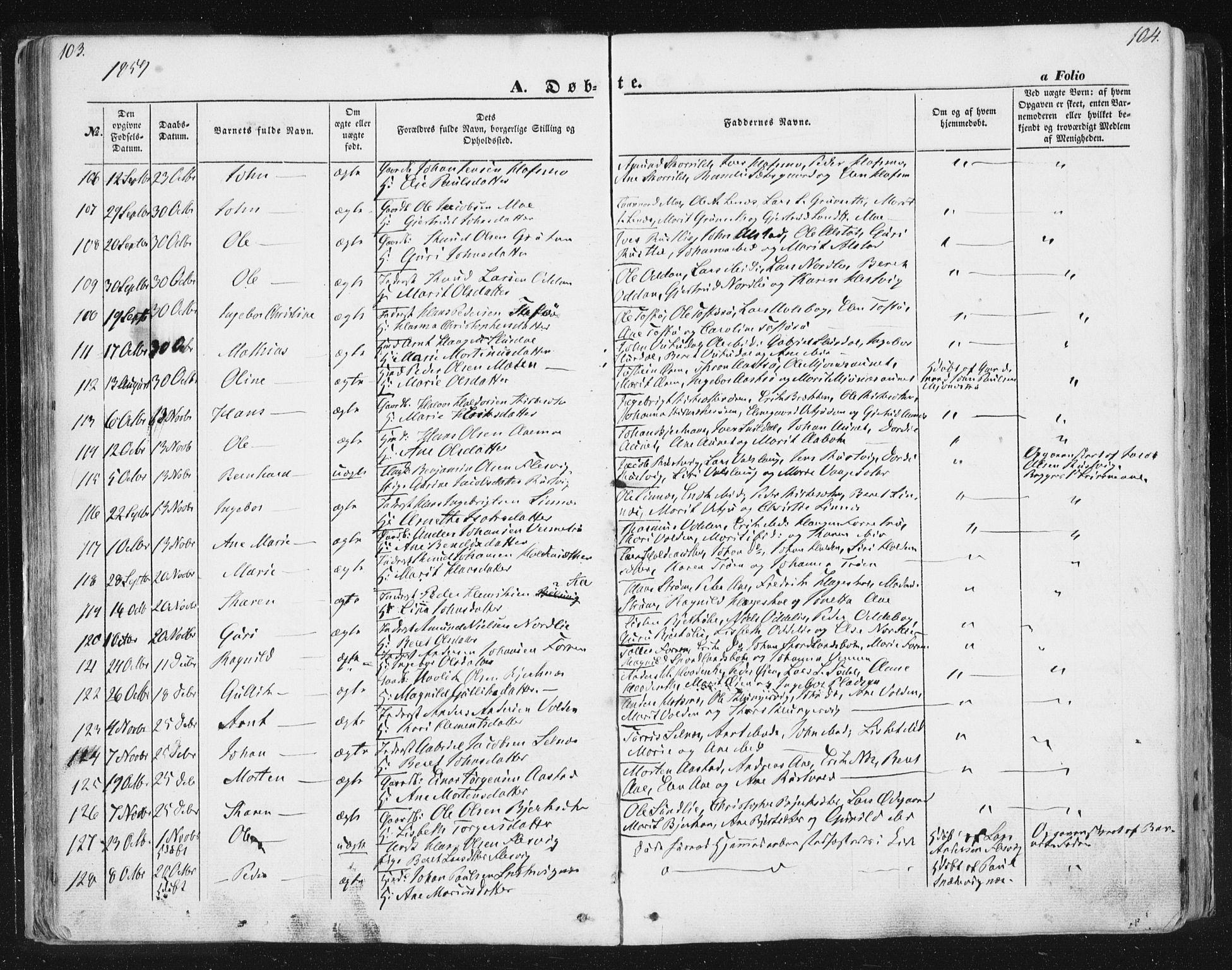 Ministerialprotokoller, klokkerbøker og fødselsregistre - Sør-Trøndelag, SAT/A-1456/630/L0494: Parish register (official) no. 630A07, 1852-1868, p. 103-104