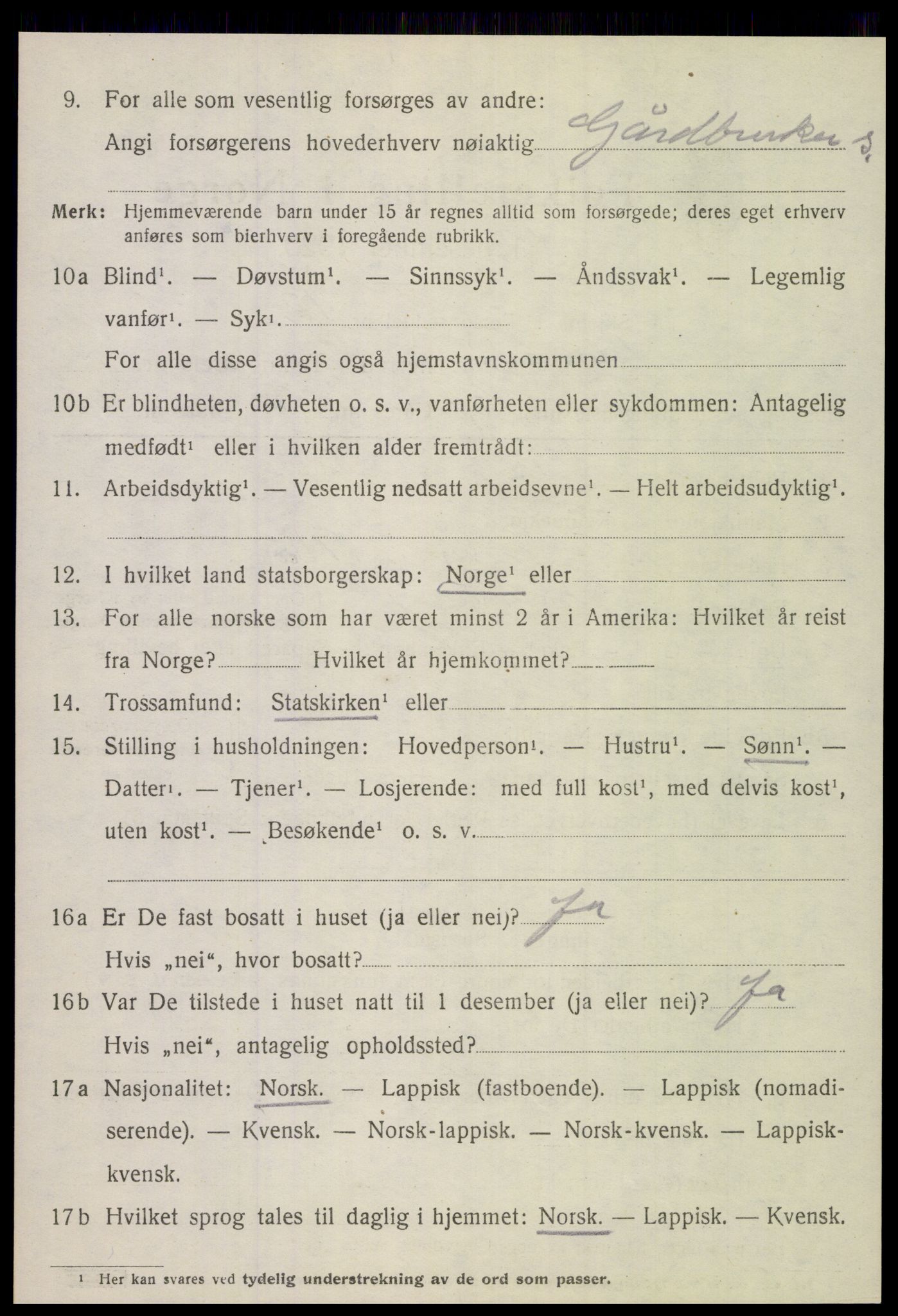 SAT, 1920 census for Hamarøy, 1920, p. 3667