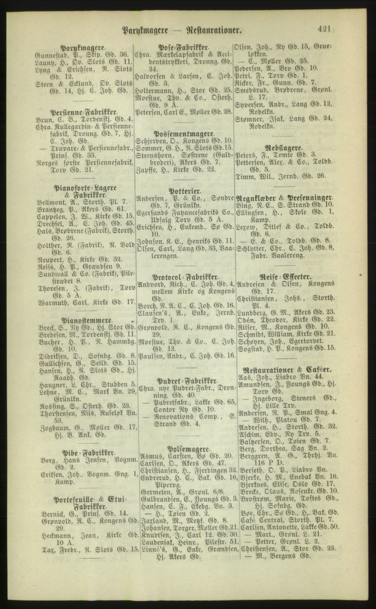 Kristiania/Oslo adressebok, PUBL/-, 1880, p. 421