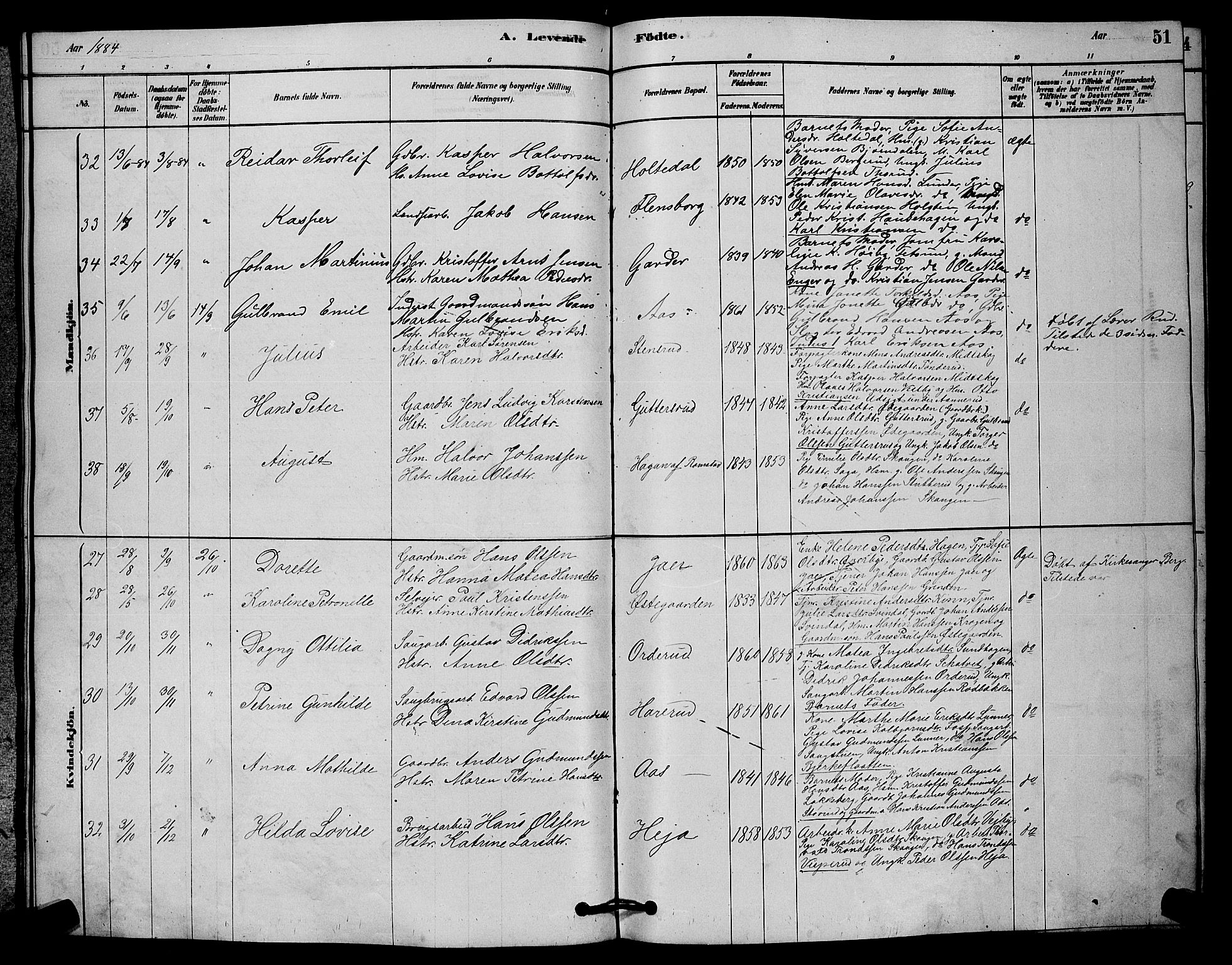 Fet prestekontor Kirkebøker, AV/SAO-A-10370a/G/Ga/L0006: Parish register (copy) no. I 6, 1878-1891, p. 51