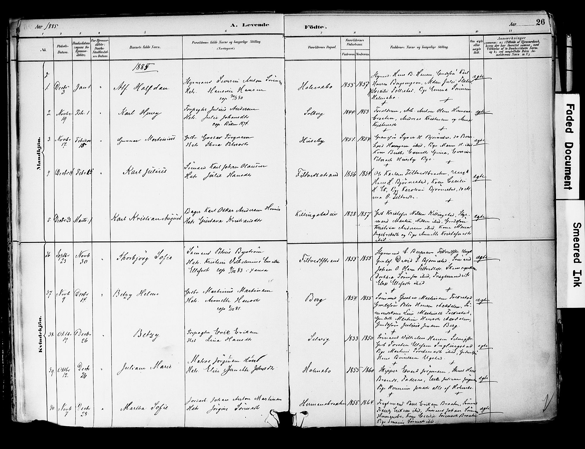 Hurum kirkebøker, SAKO/A-229/F/Fa/L0014: Parish register (official) no. 14, 1882-1895, p. 26