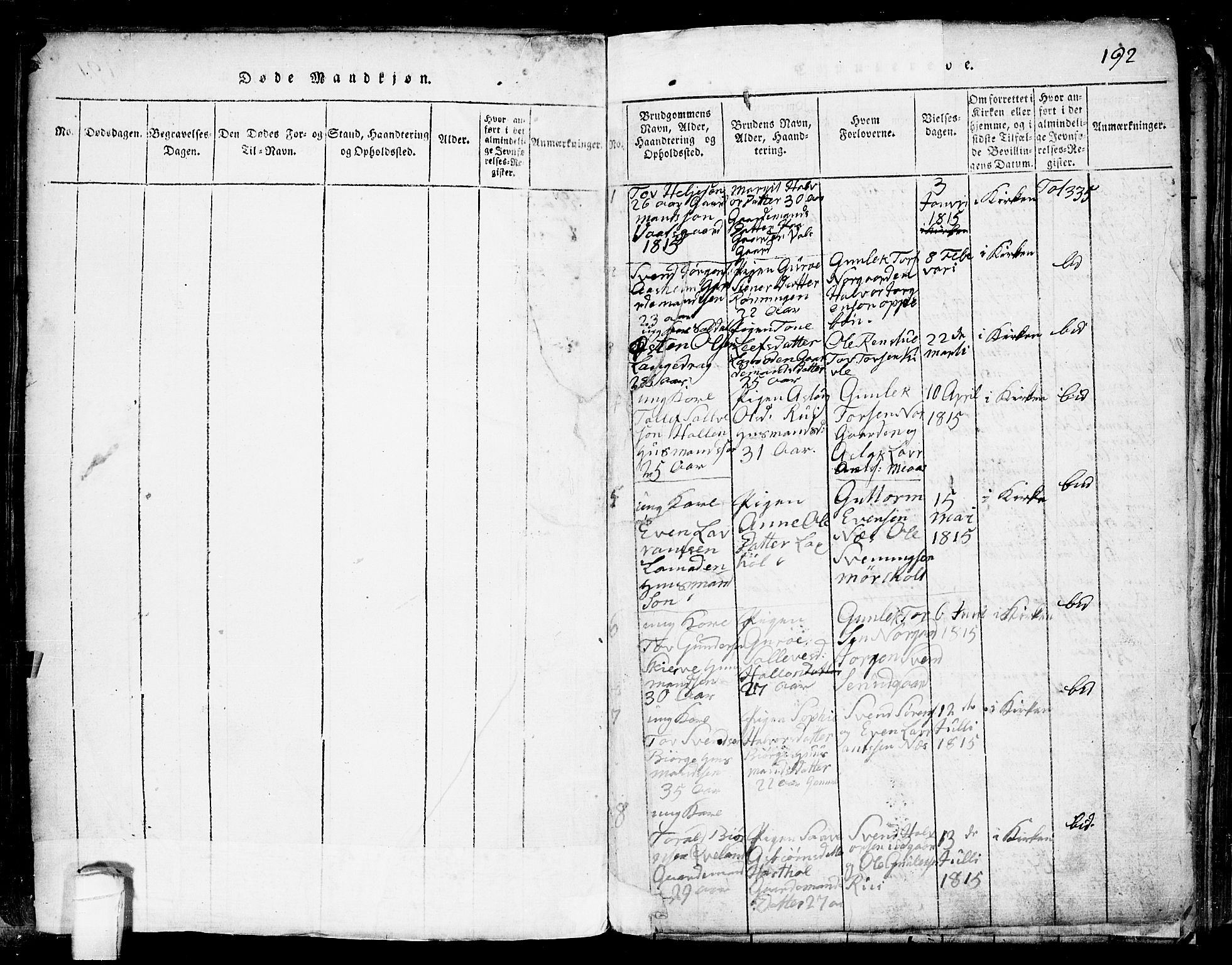 Seljord kirkebøker, SAKO/A-20/G/Ga/L0001: Parish register (copy) no. I 1, 1815-1854, p. 192