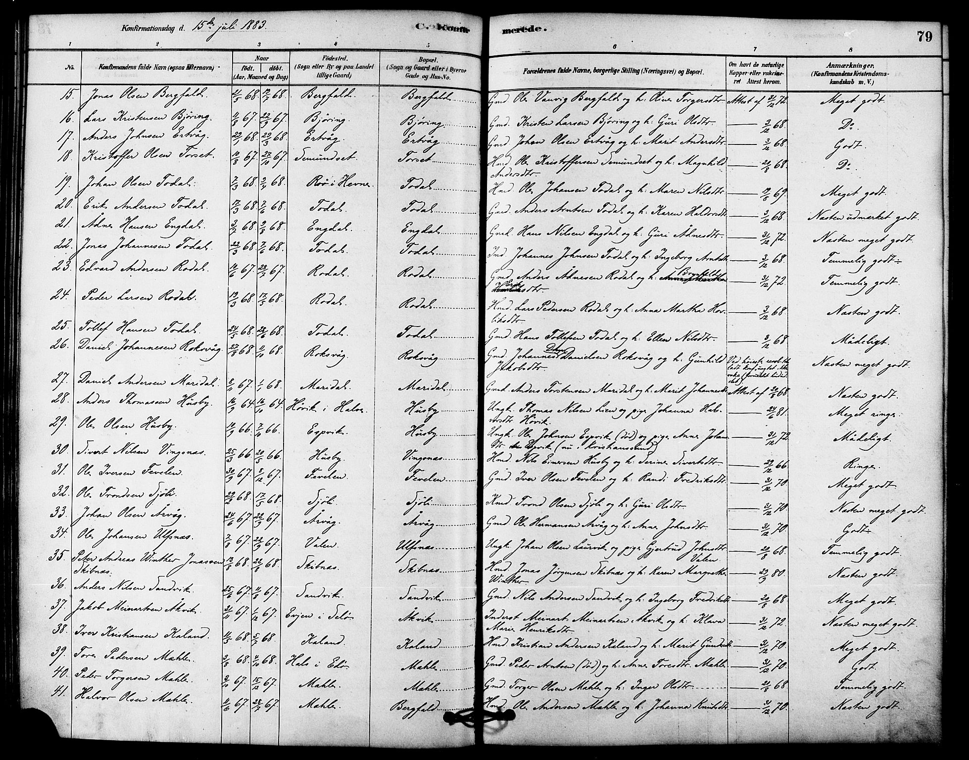 Ministerialprotokoller, klokkerbøker og fødselsregistre - Møre og Romsdal, SAT/A-1454/578/L0906: Parish register (official) no. 578A05, 1878-1886, p. 79