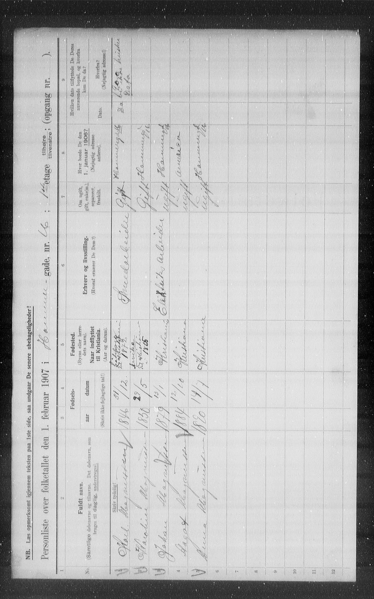 OBA, Municipal Census 1907 for Kristiania, 1907, p. 17610