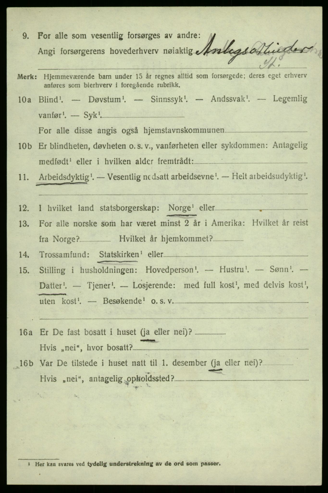 SAB, 1920 census for Aurland, 1920, p. 1925