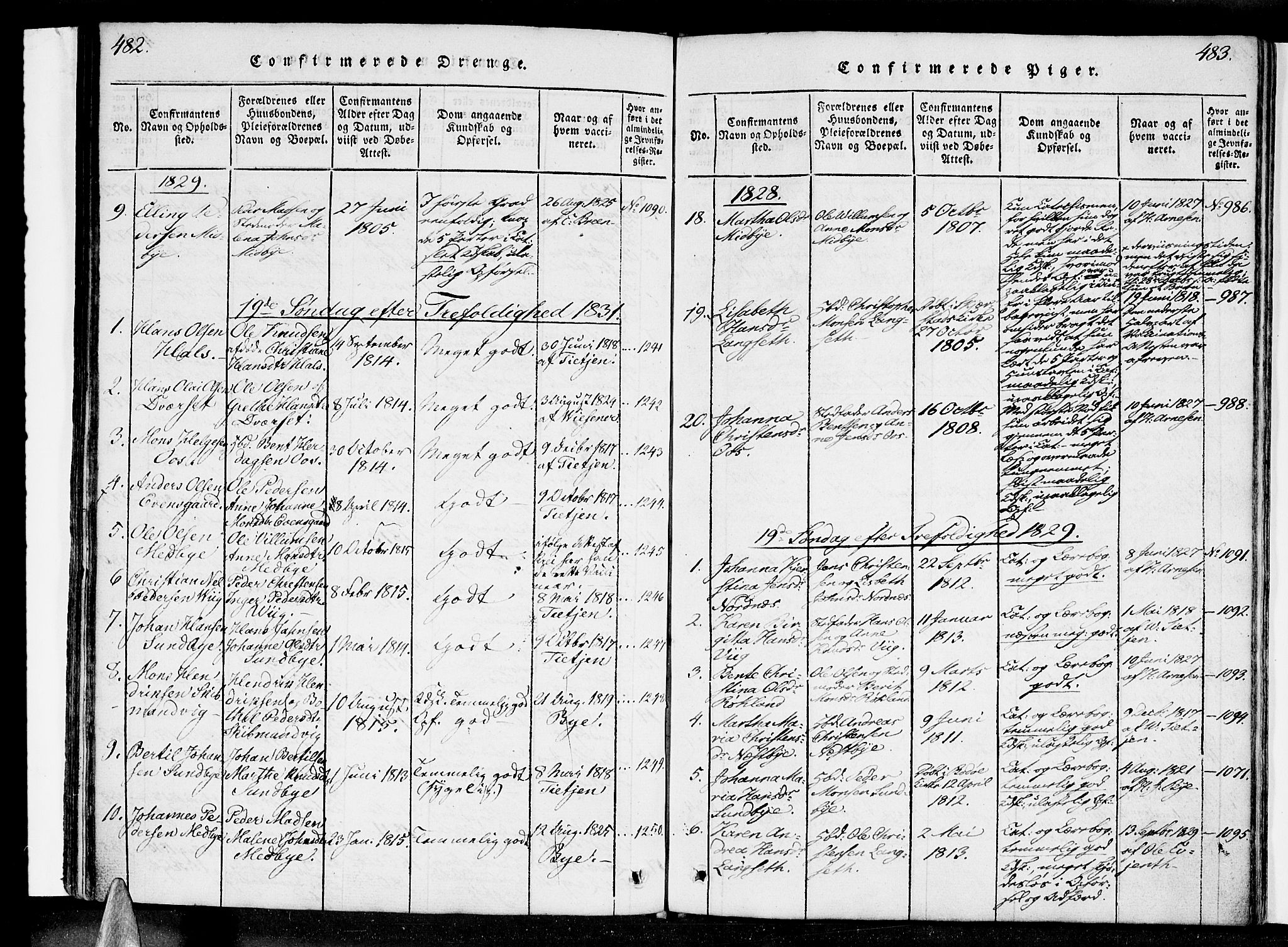 Ministerialprotokoller, klokkerbøker og fødselsregistre - Nordland, SAT/A-1459/847/L0665: Parish register (official) no. 847A05, 1818-1841, p. 482-483