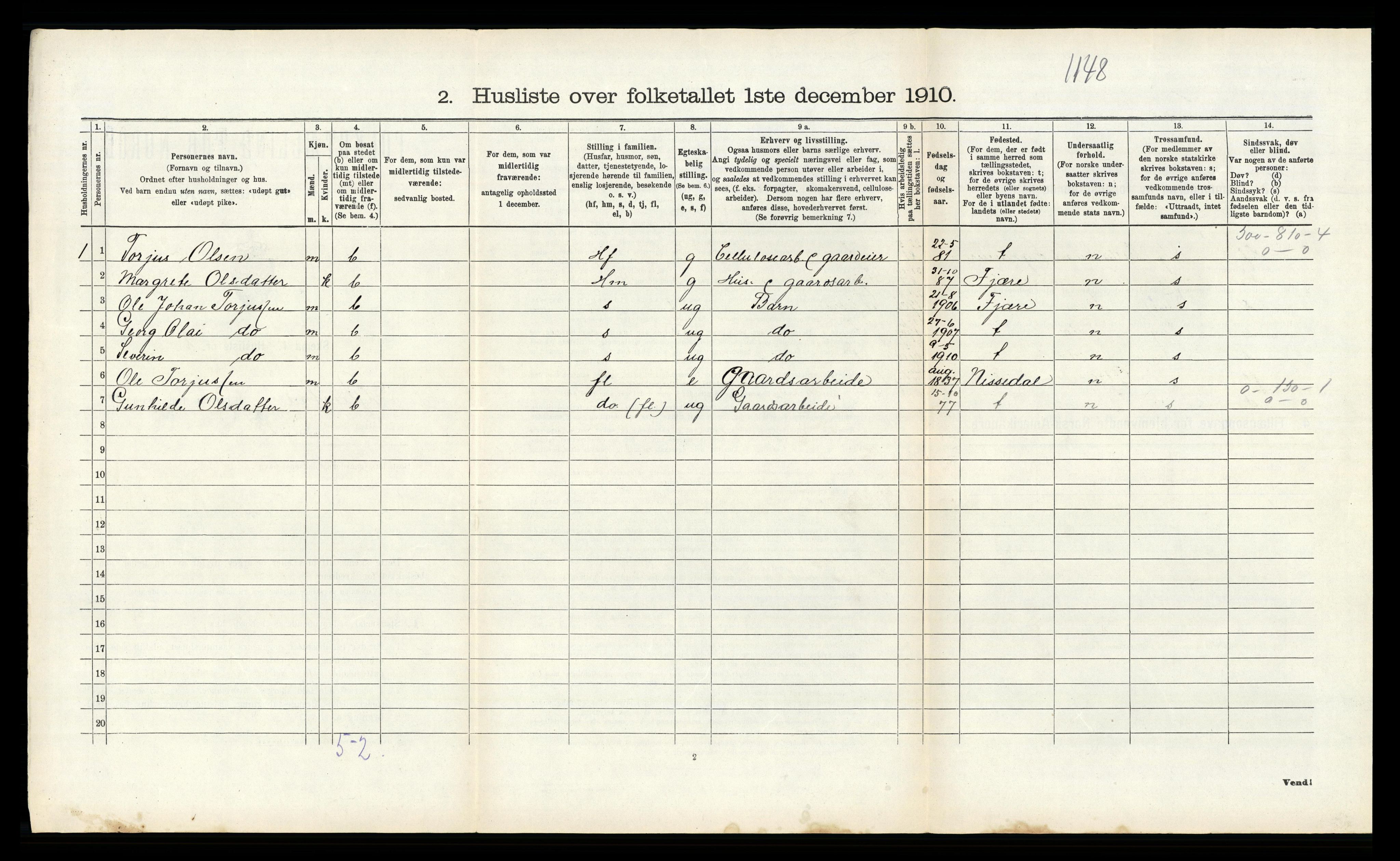 RA, 1910 census for Øyestad, 1910, p. 441