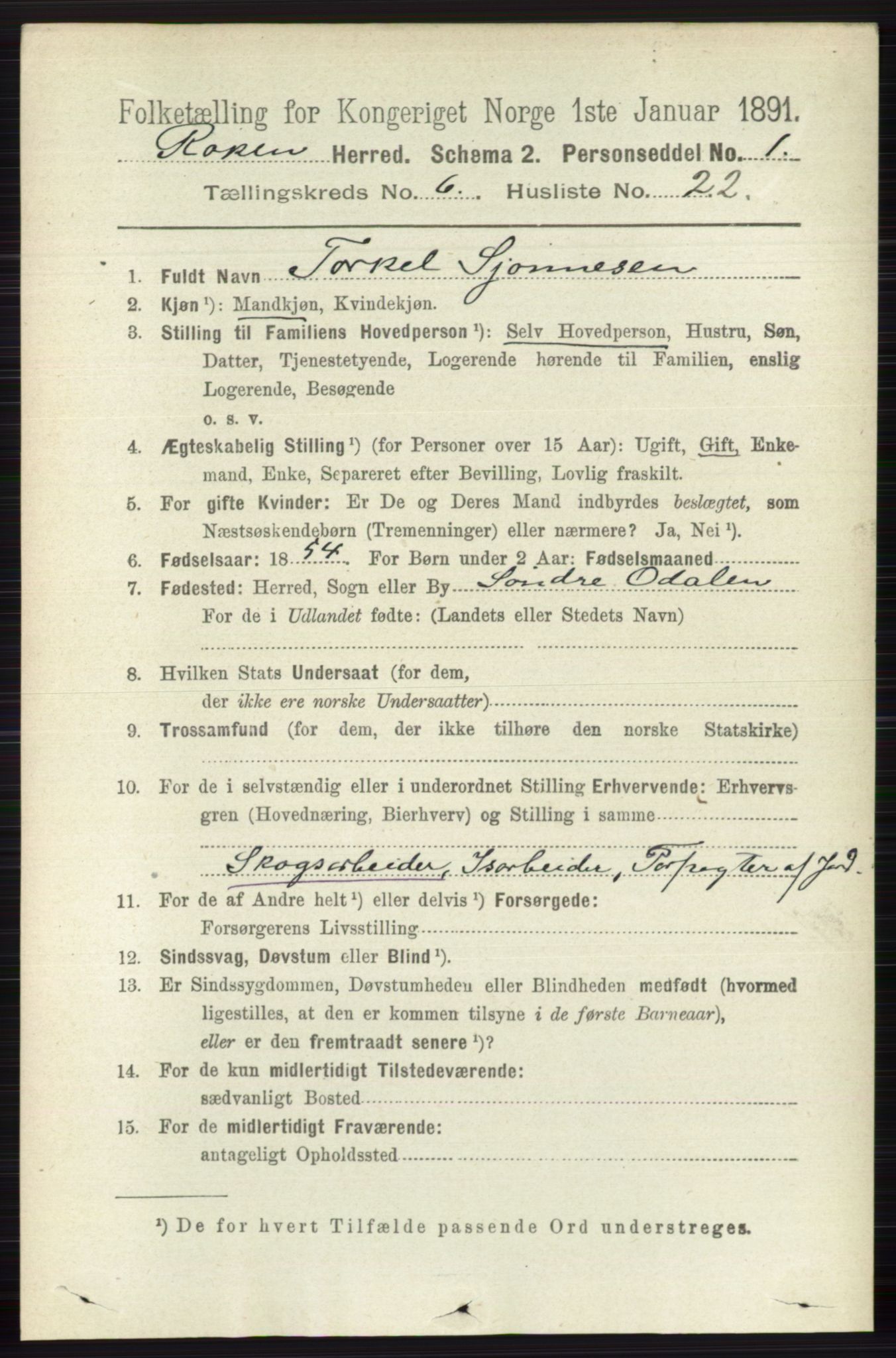 RA, 1891 census for 0627 Røyken, 1891, p. 3748