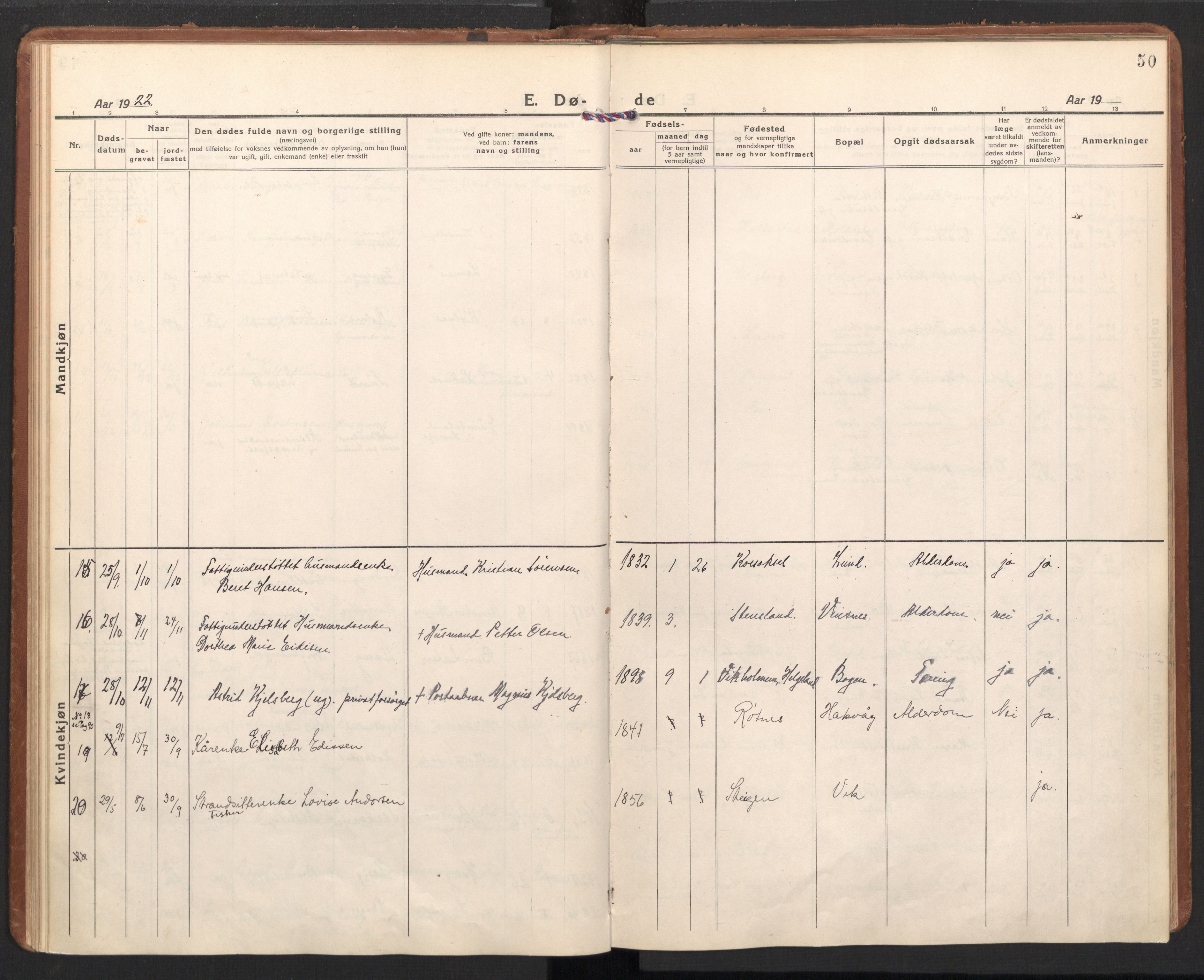 Ministerialprotokoller, klokkerbøker og fødselsregistre - Nordland, SAT/A-1459/855/L0809: Parish register (official) no. 855A18, 1921-1939, p. 50