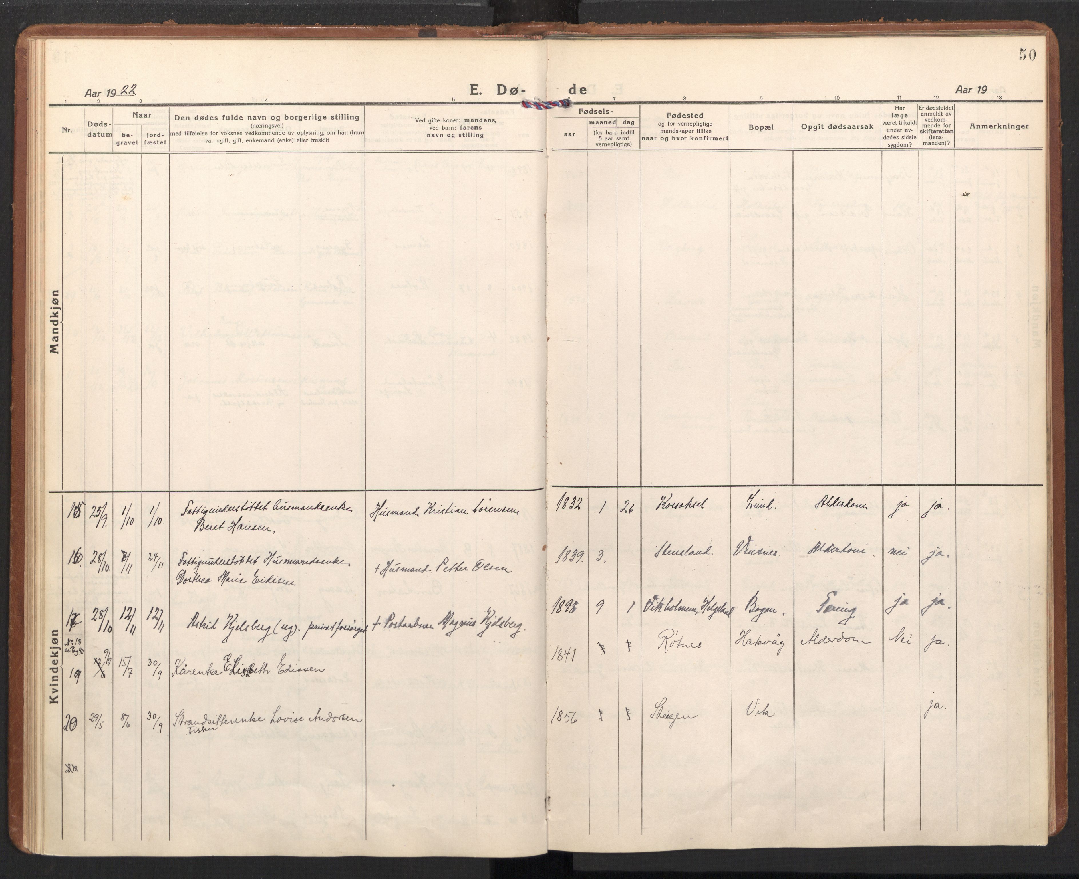 Ministerialprotokoller, klokkerbøker og fødselsregistre - Nordland, AV/SAT-A-1459/855/L0809: Parish register (official) no. 855A18, 1921-1939, p. 50