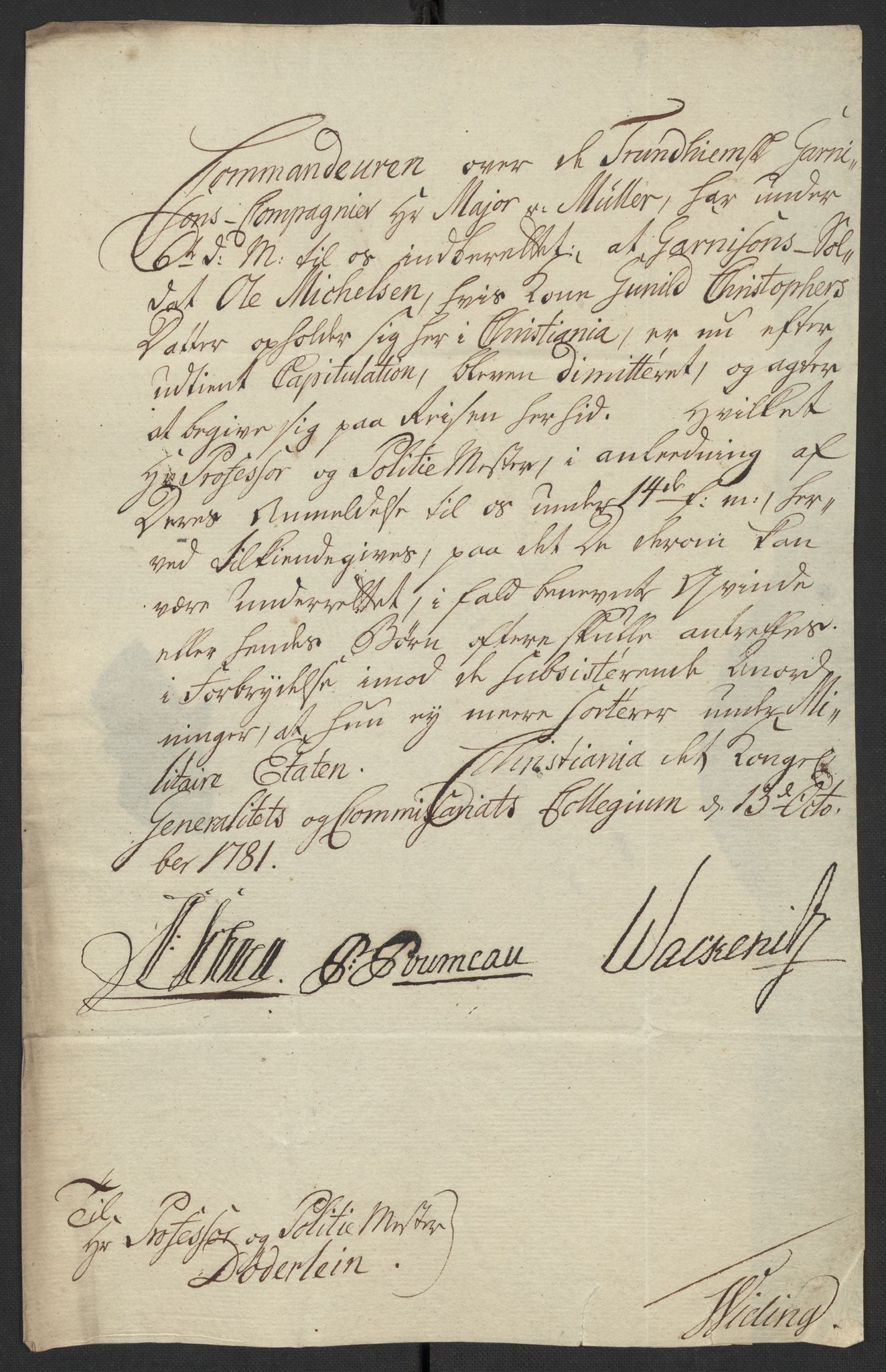 Oslo politidistrikt, AV/SAO-A-10085/D/Da/L0003: Innkomne brev, pro memoria m.v., 1781, p. 126