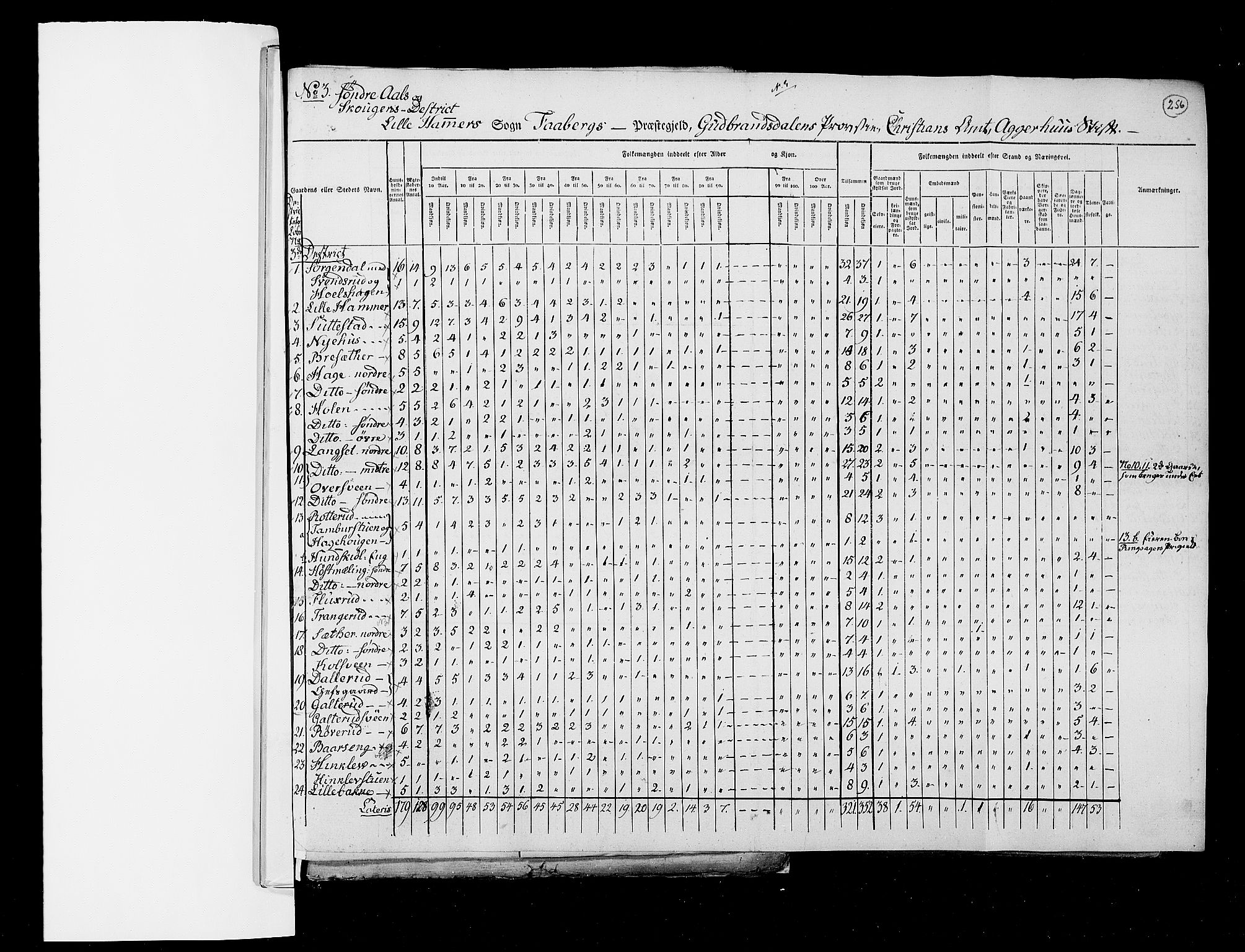 RA, Census 1825, vol. 6: Kristians amt, 1825, p. 256