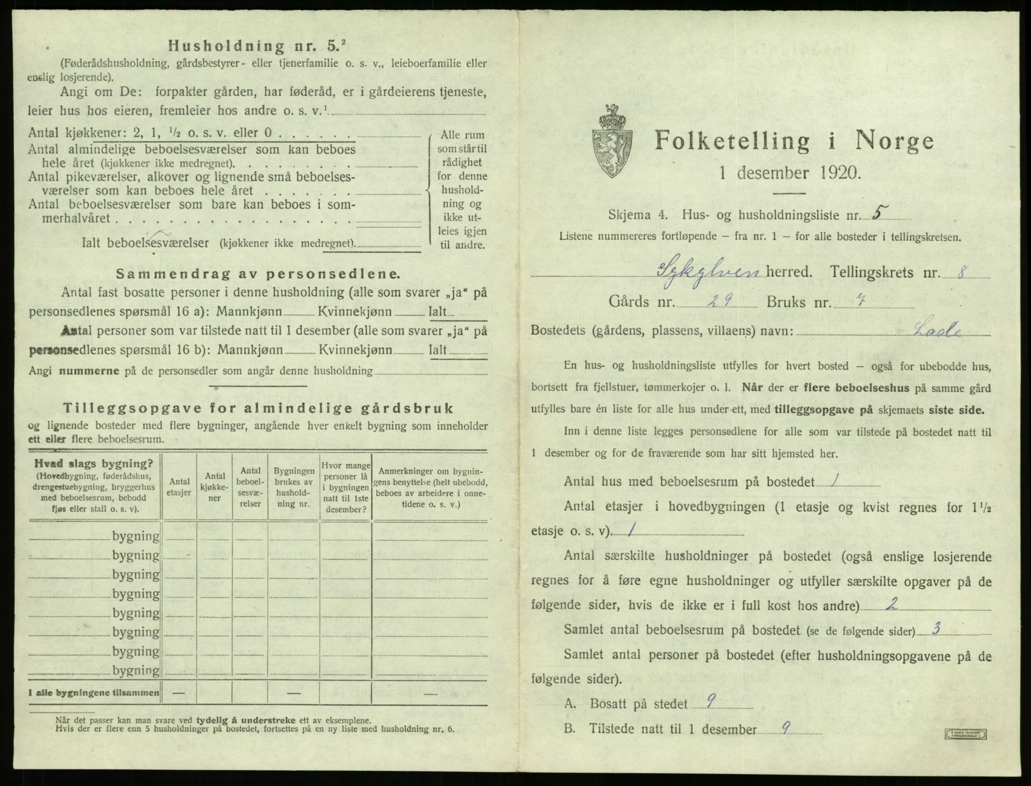 SAT, 1920 census for Sykkylven, 1920, p. 609