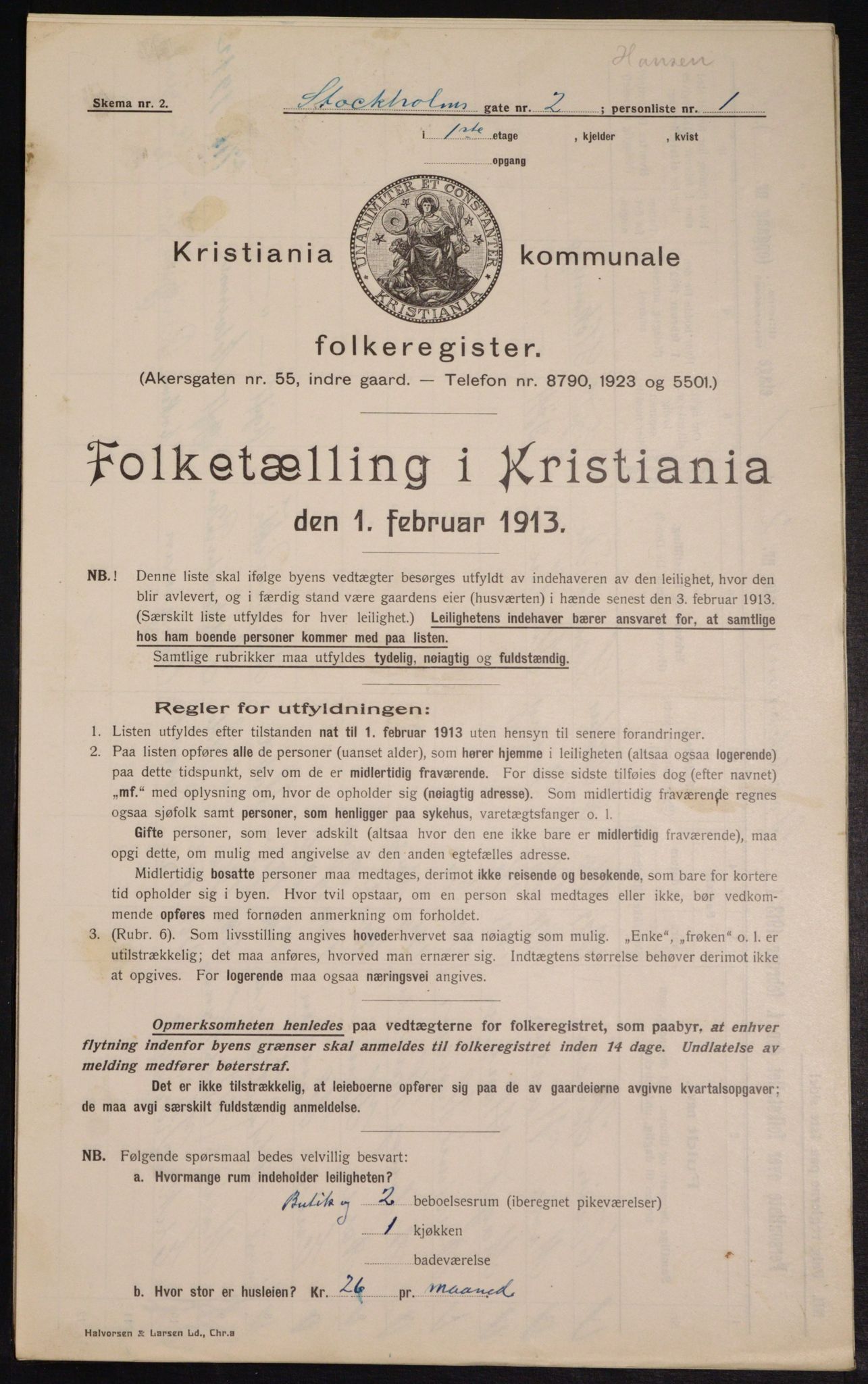 OBA, Municipal Census 1913 for Kristiania, 1913, p. 102434