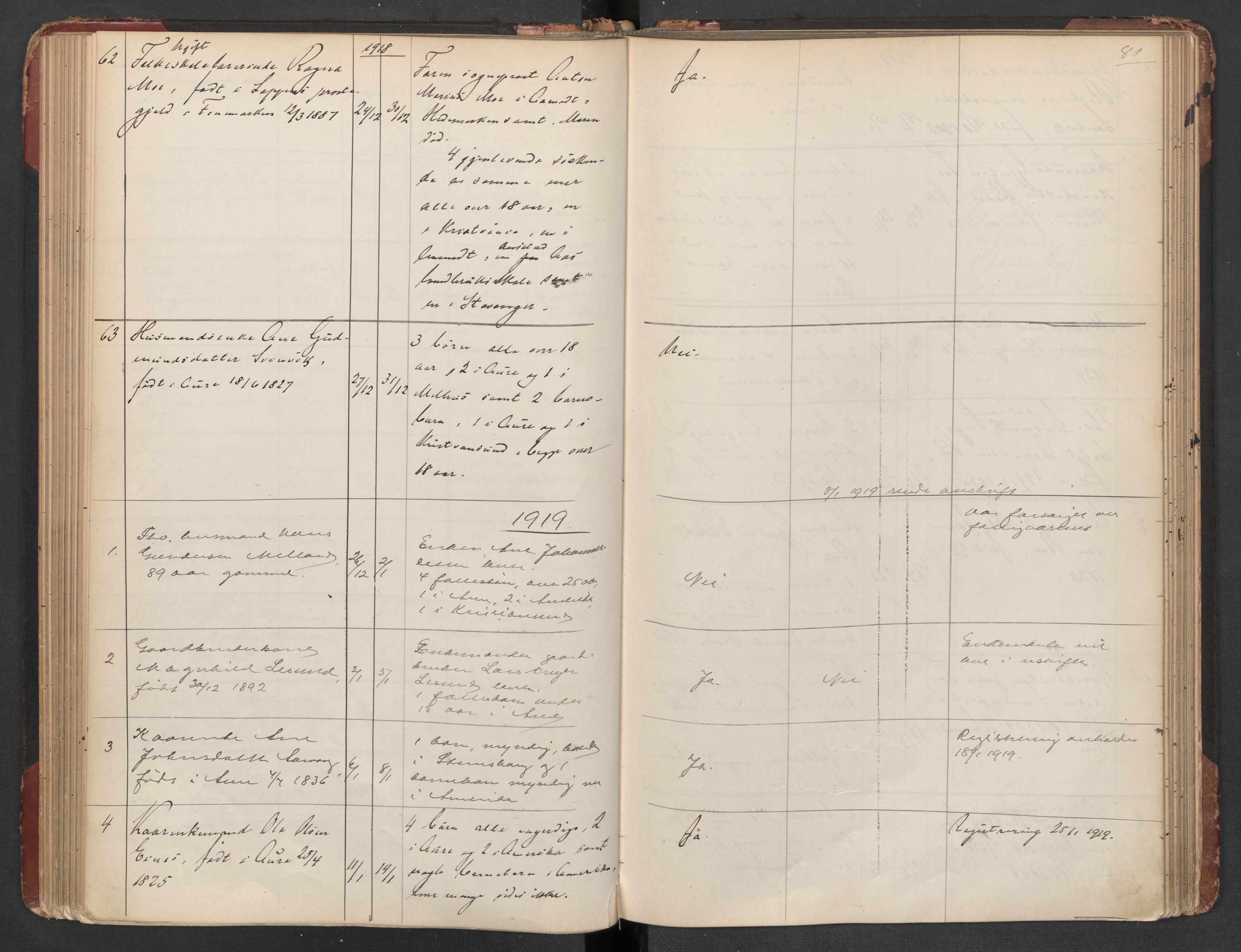 Aure lensmannskontor, AV/SAT-A-1088/1/02/L0003: 2.01.03 Dødsfallsprotokoll, 1906-1926, p. 81
