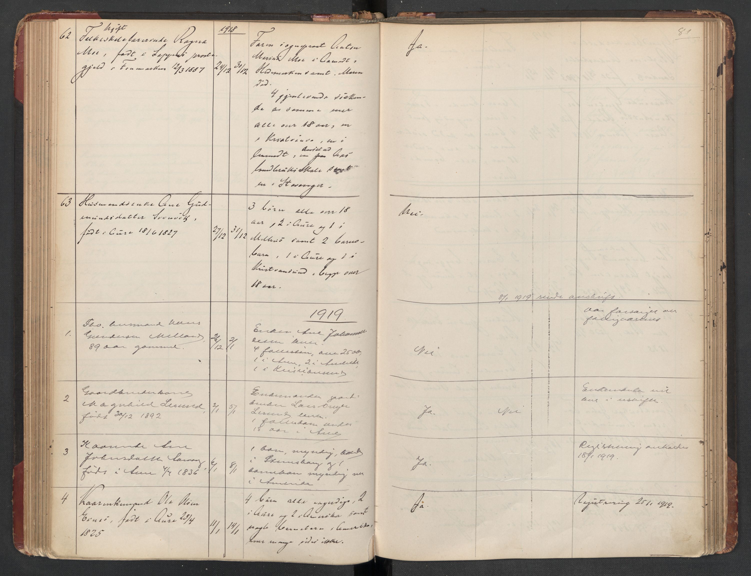 Aure lensmannskontor, SAT/A-1088/1/02/L0003: 2.01.03 Dødsfallsprotokoll, 1906-1926, p. 81