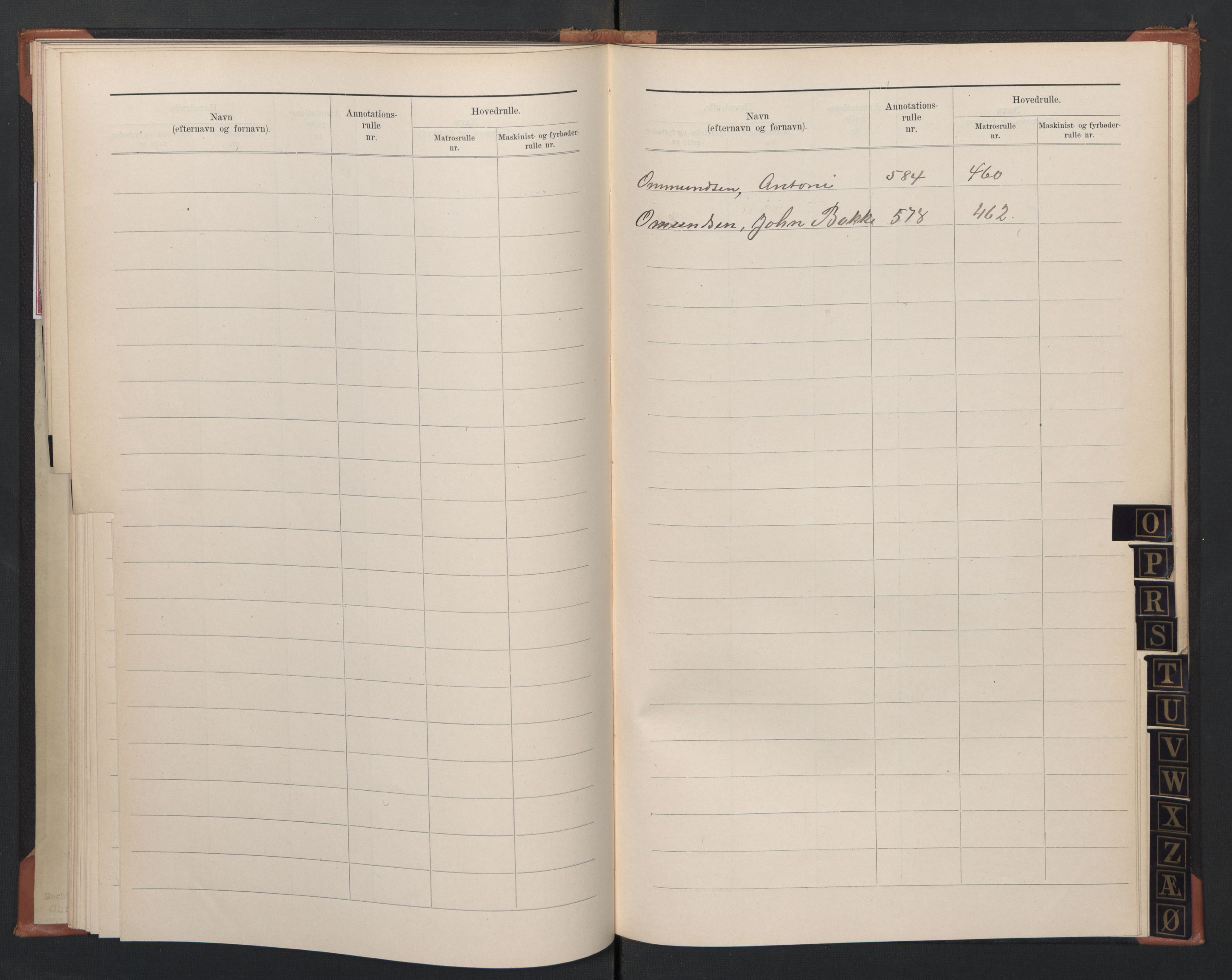 Sogndal mønstringskrets, SAK/2031-0020/F/Fb/L0004: Register til annotasjonsrulle nr 571-635, hovedrulle A nr 456-511 og hovedrulle B nr 3-9, P-5, 1910-1948, p. 17