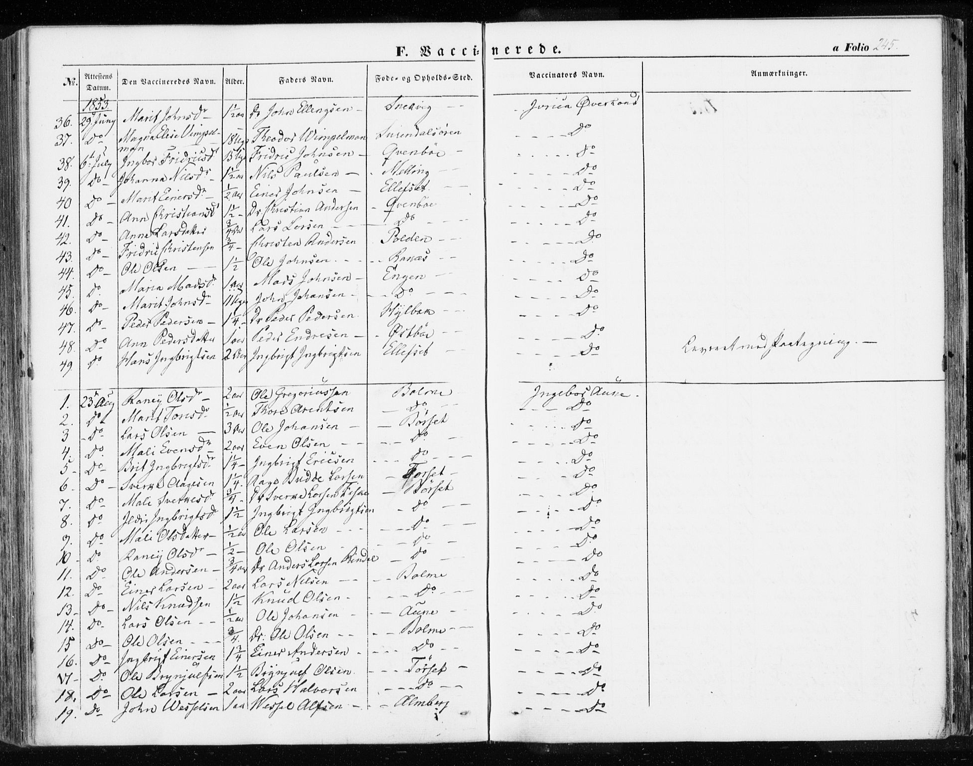 Ministerialprotokoller, klokkerbøker og fødselsregistre - Møre og Romsdal, SAT/A-1454/595/L1044: Parish register (official) no. 595A06, 1852-1863, p. 245