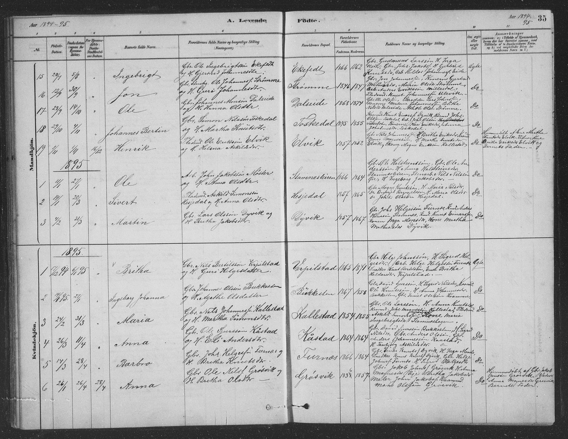Vaksdal Sokneprestembete, SAB/A-78901/H/Hab: Parish register (copy) no. D 1, 1878-1939, p. 35