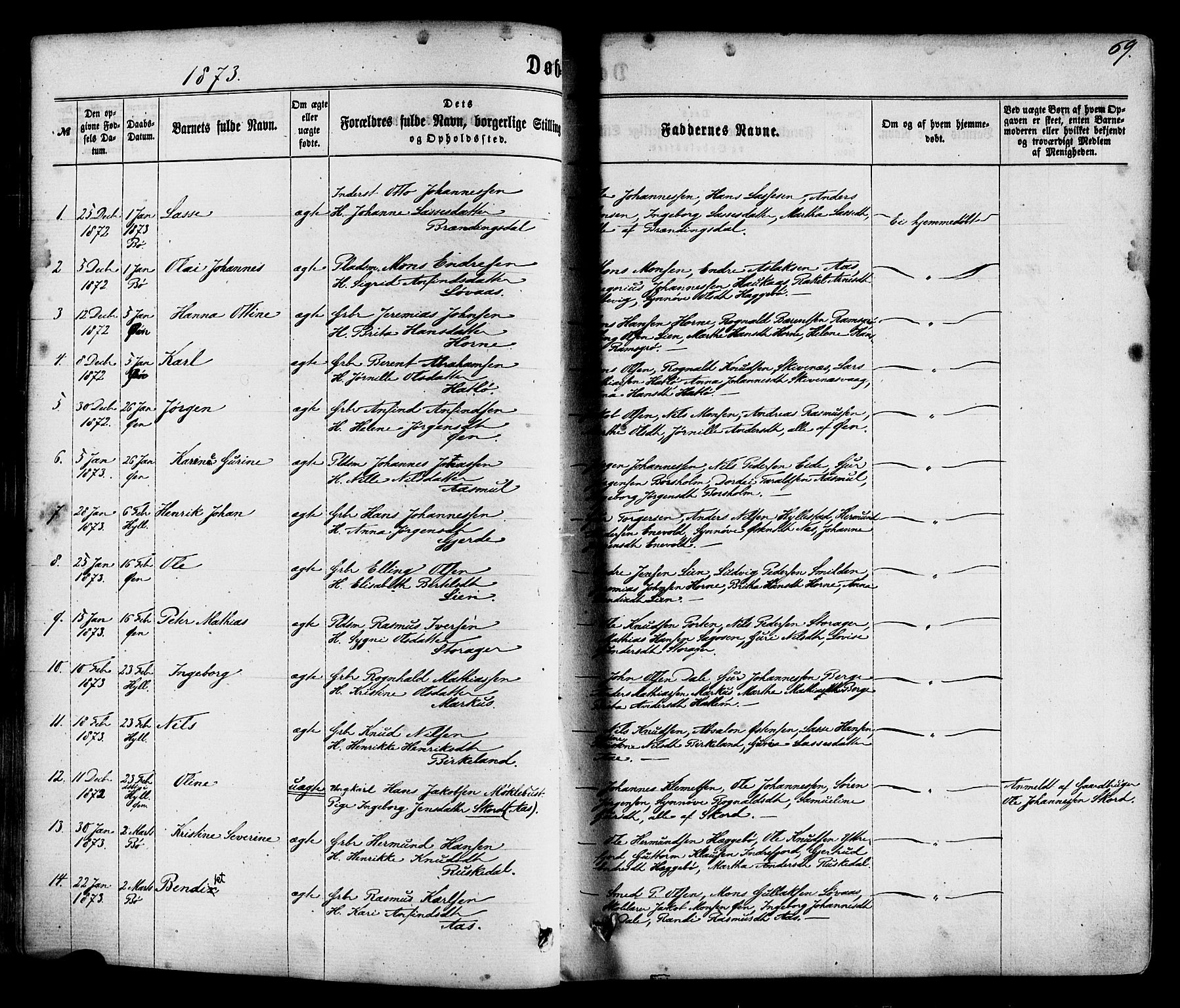 Hyllestad sokneprestembete, AV/SAB-A-80401: Parish register (official) no. A 1, 1861-1886, p. 69