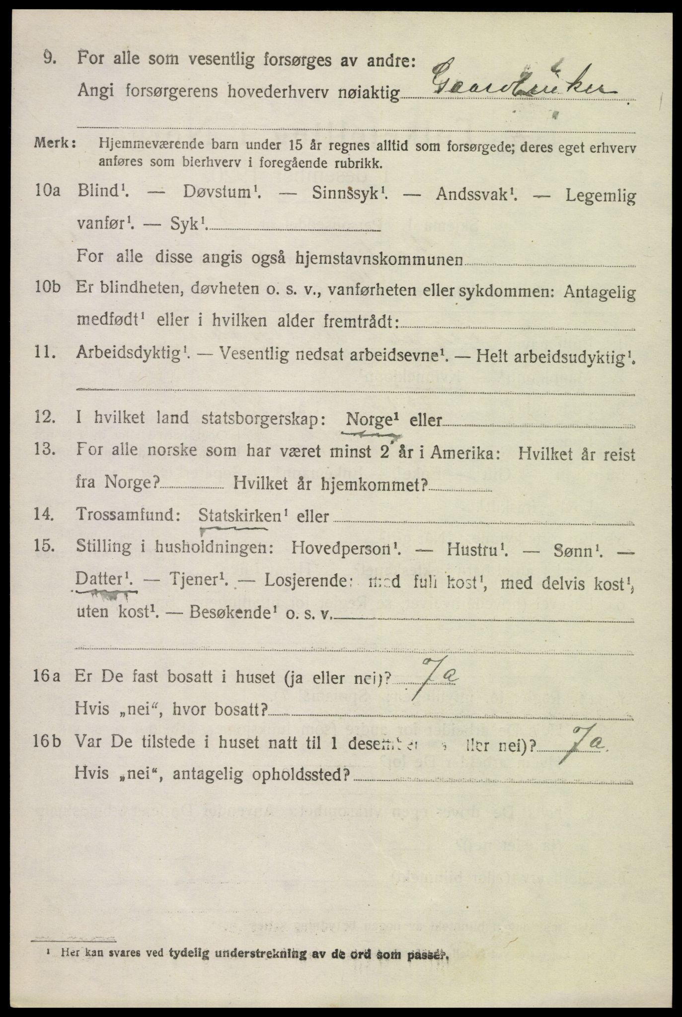 SAH, 1920 census for Kolbu, 1920, p. 3643