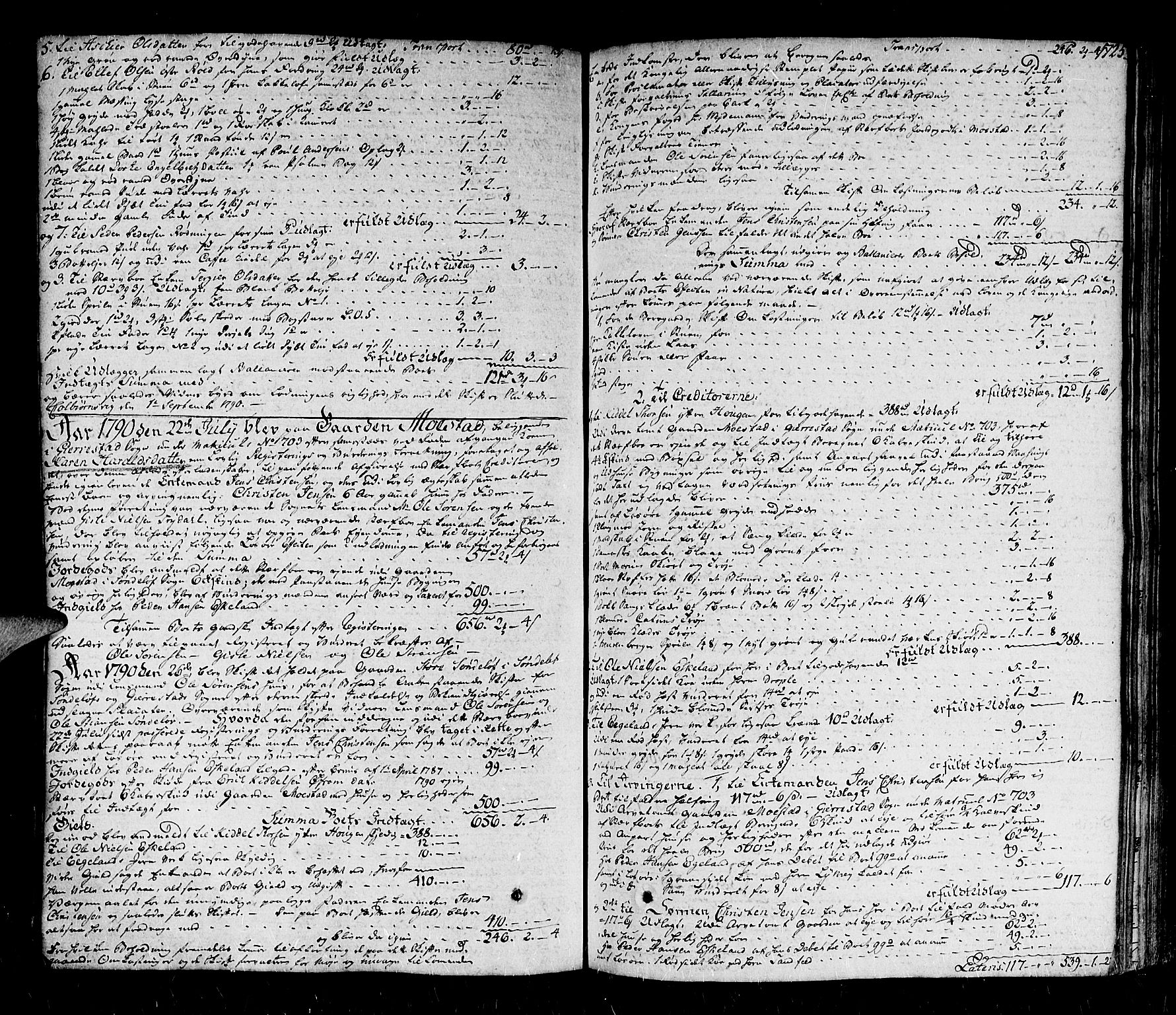 Nedenes sorenskriveri før 1824, SAK/1221-0007/H/Hc/L0040: Skifteprotokoll med register nr 27, 1788-1791, p. 724b-725a