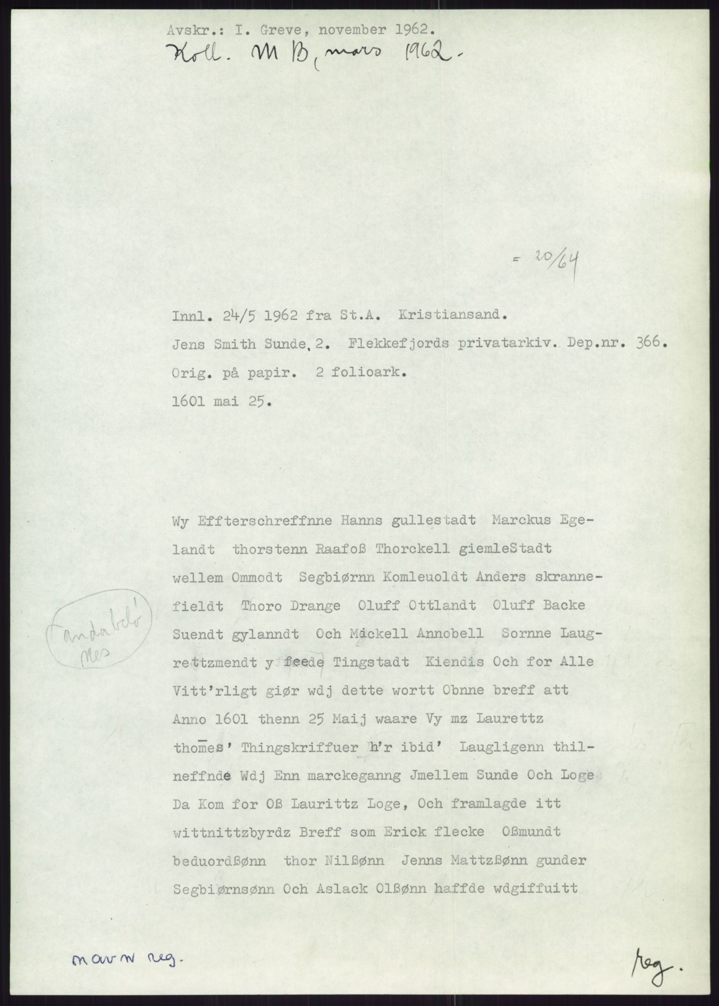 Samlinger til kildeutgivelse, Diplomavskriftsamlingen, AV/RA-EA-4053/H/Ha, p. 3269