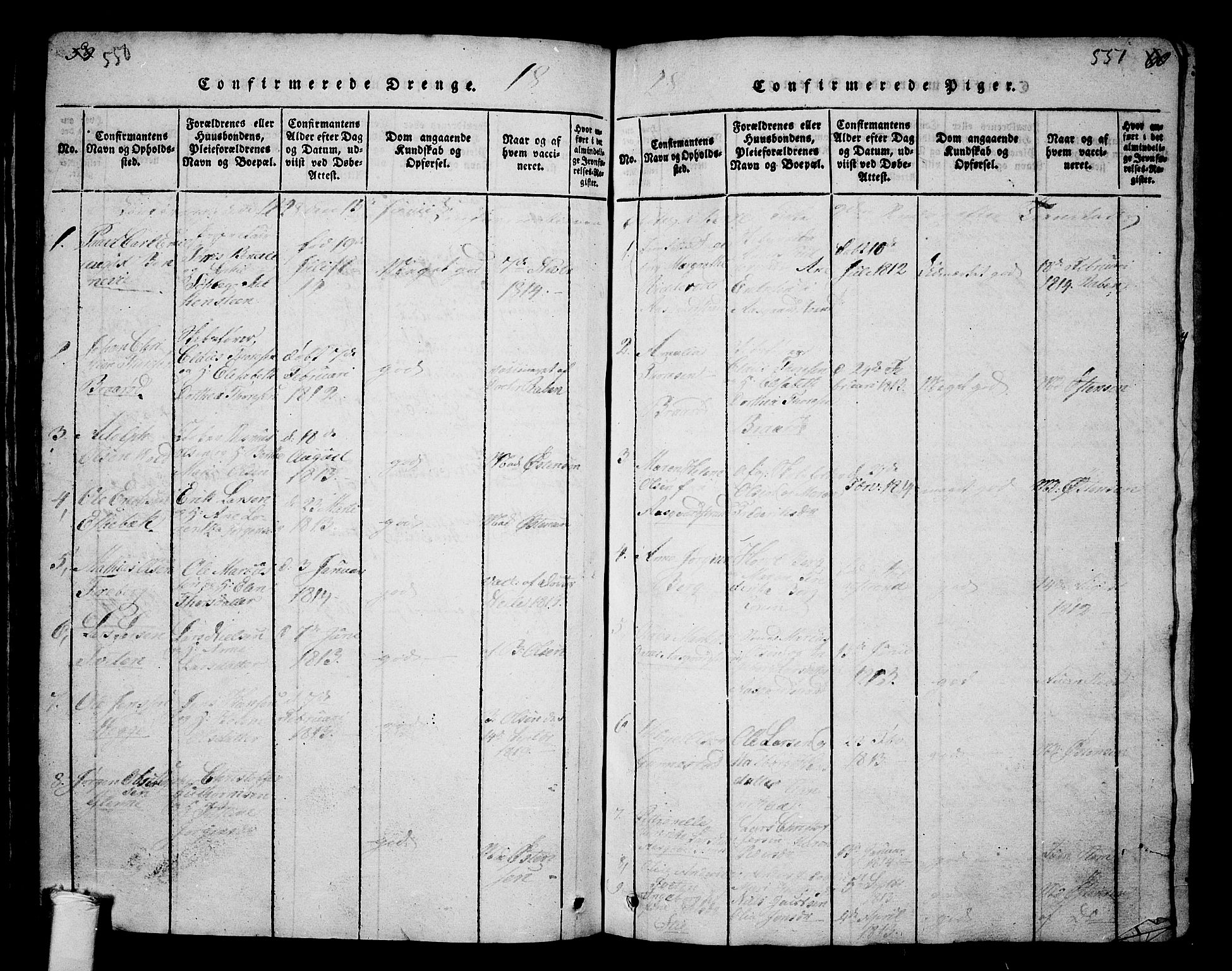 Borre kirkebøker, AV/SAKO-A-338/G/Ga/L0001: Parish register (copy) no. I 1, 1815-1851, p. 550-551