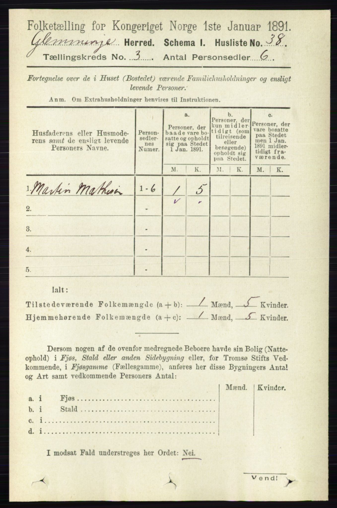 RA, 1891 census for 0132 Glemmen, 1891, p. 1829