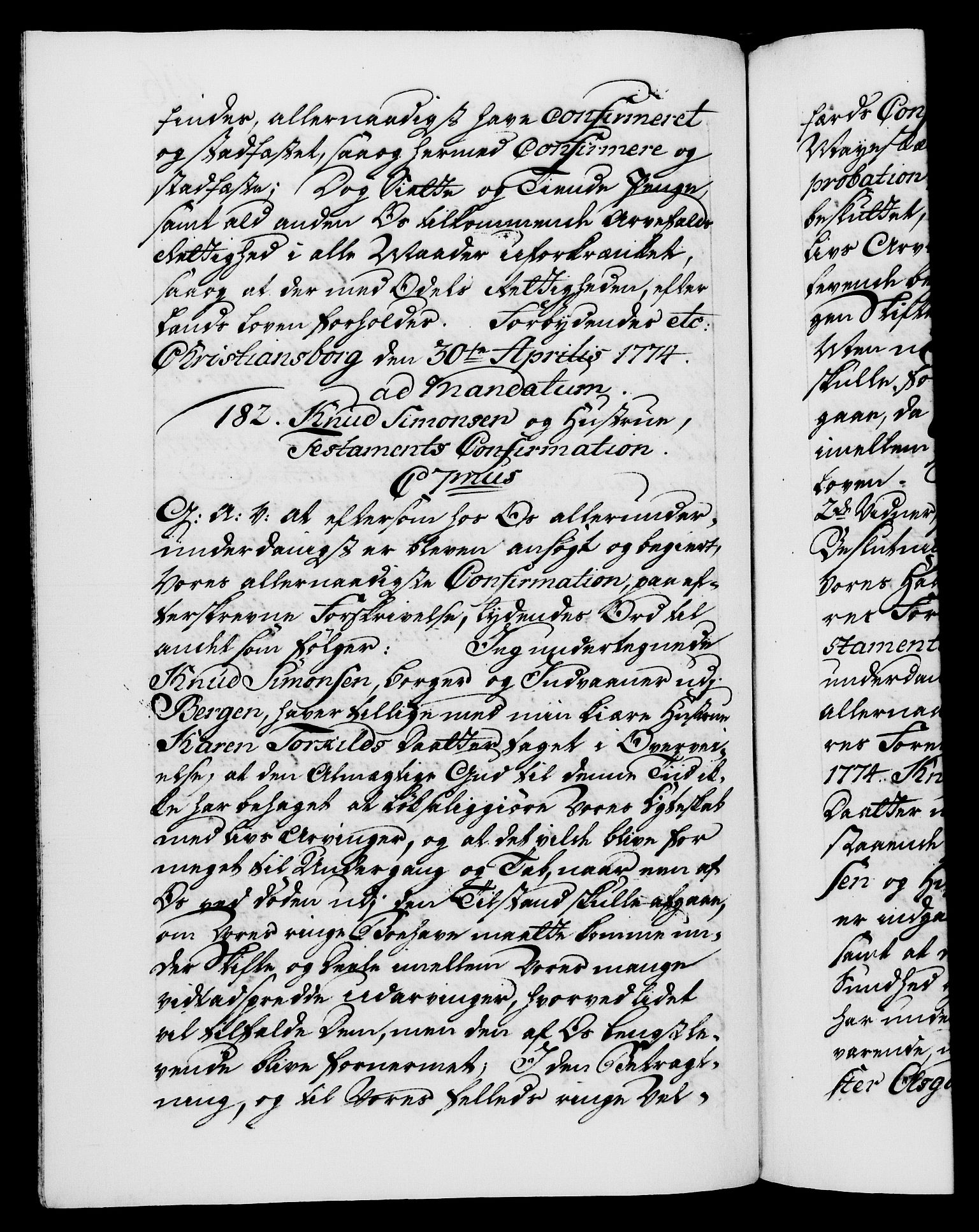 Danske Kanselli 1572-1799, AV/RA-EA-3023/F/Fc/Fca/Fcaa/L0046: Norske registre, 1773-1775, p. 416b