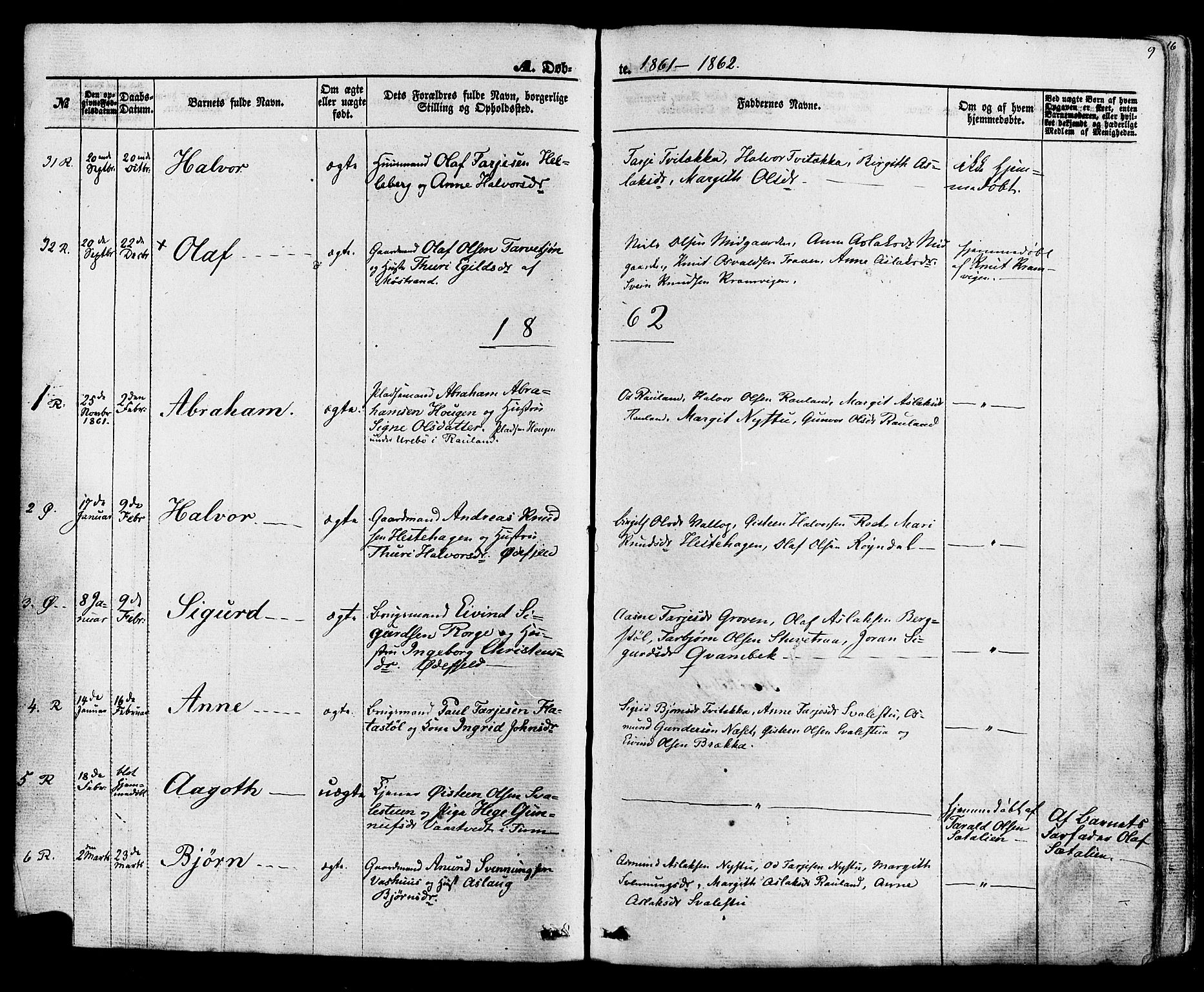Rauland kirkebøker, SAKO/A-292/F/Fa/L0003: Parish register (official) no. 3, 1859-1886, p. 9
