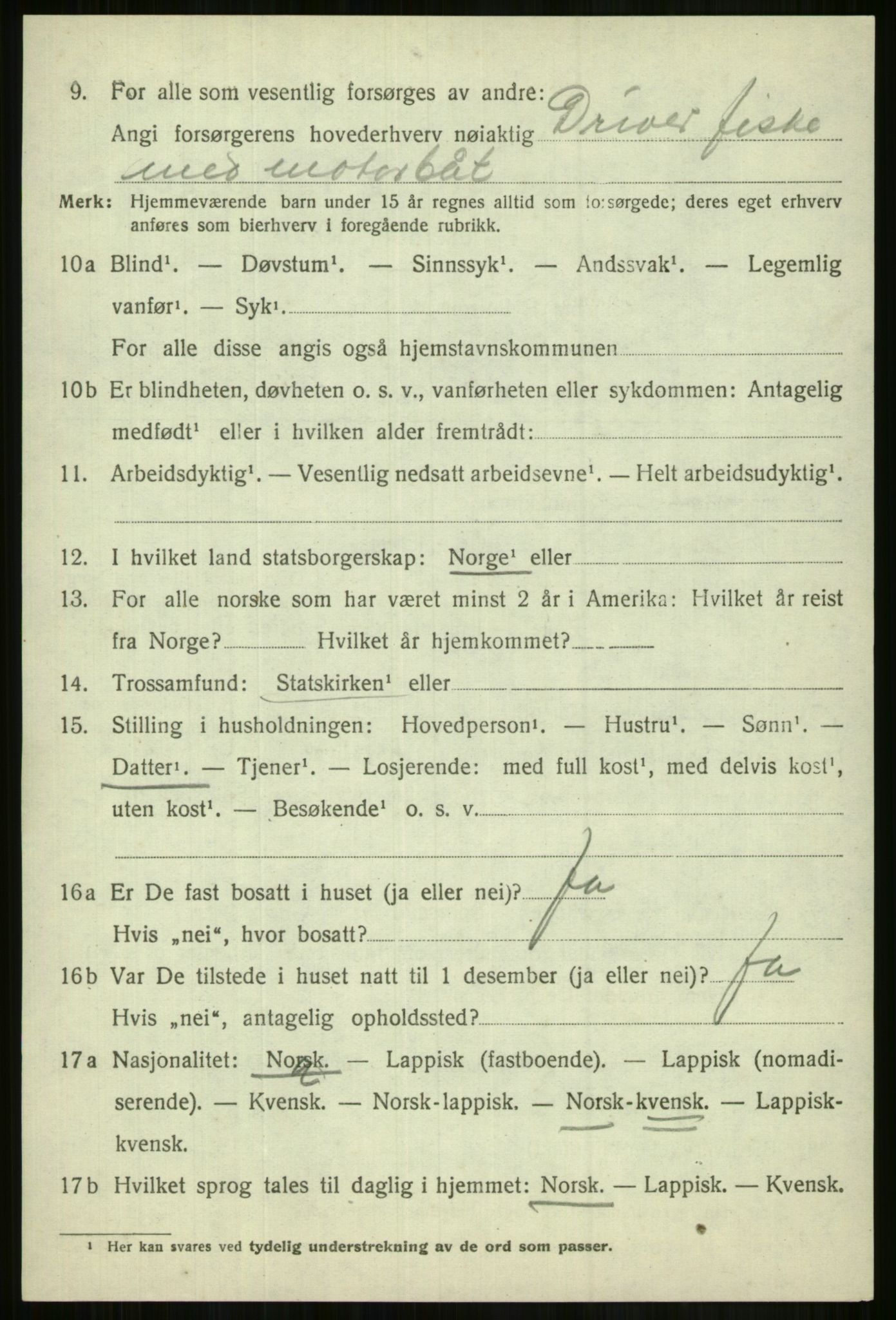 SATØ, 1920 census for Lyngen, 1920, p. 8992