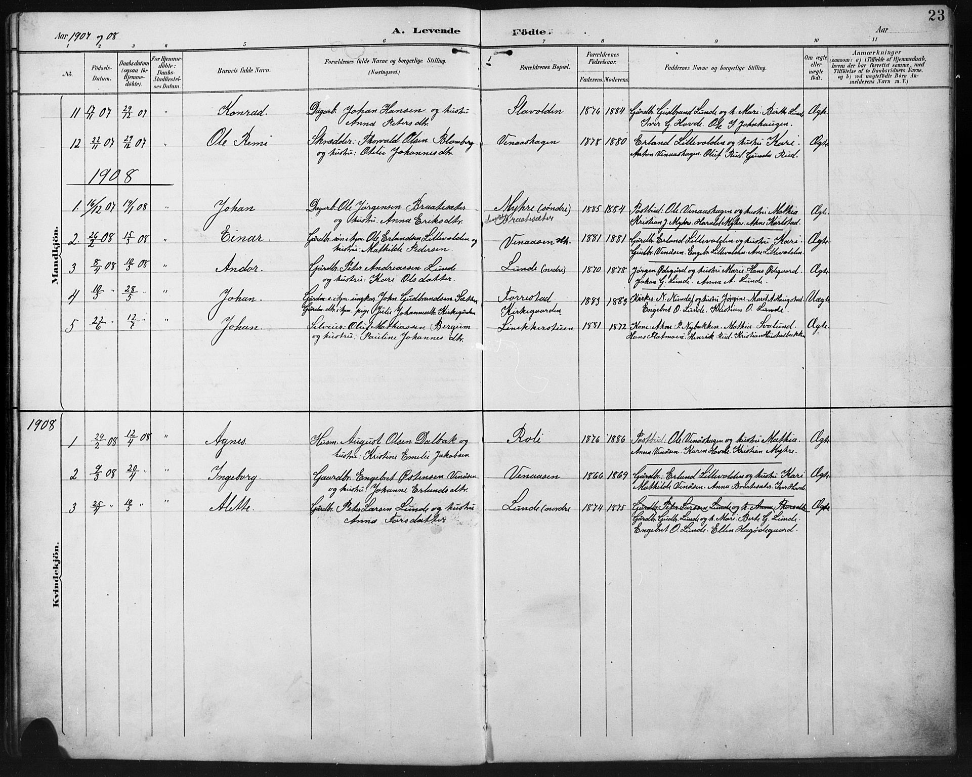 Ringebu prestekontor, SAH/PREST-082/H/Ha/Hab/L0008: Parish register (copy) no. 8, 1890-1922, p. 23