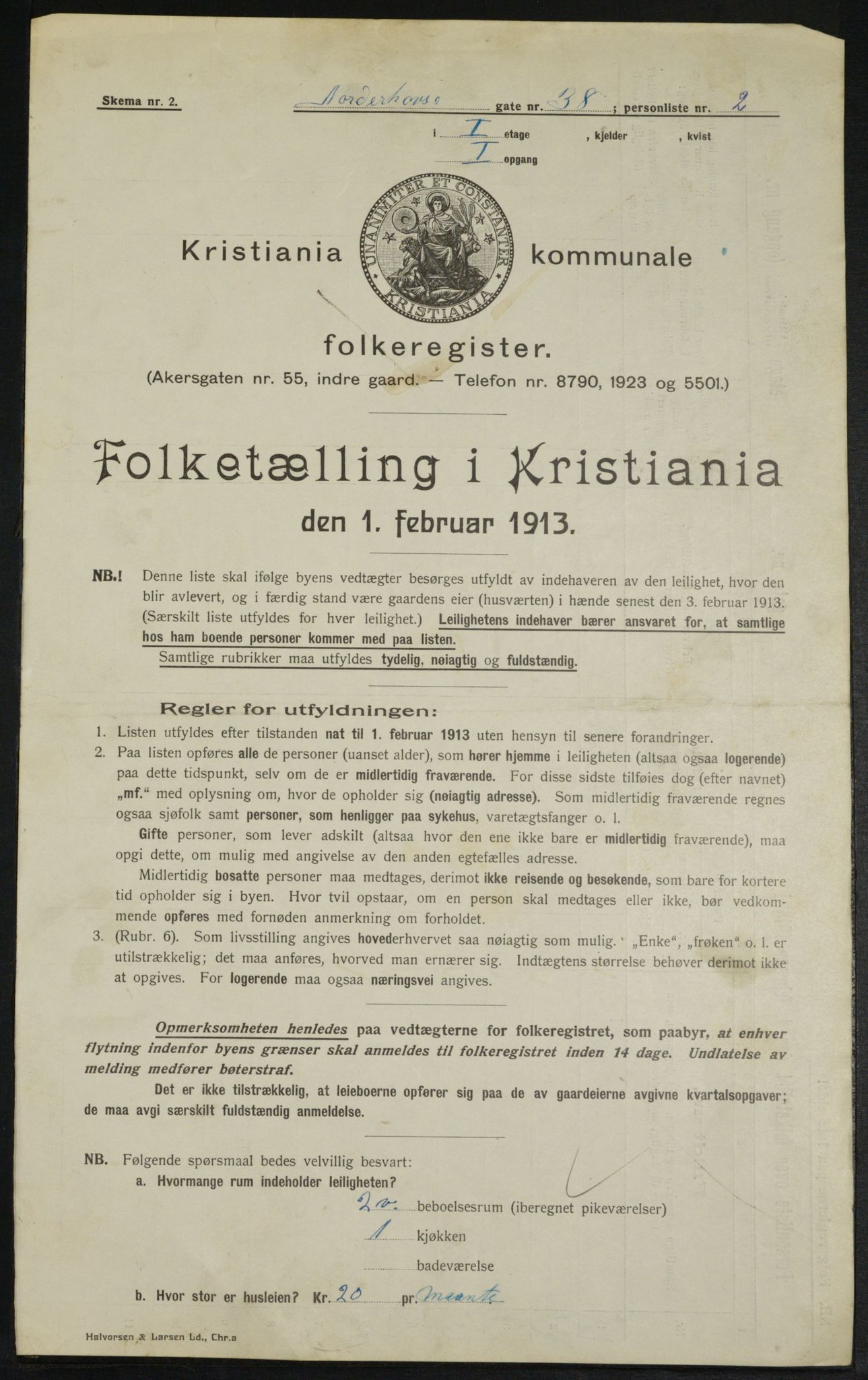 OBA, Municipal Census 1913 for Kristiania, 1913, p. 73093