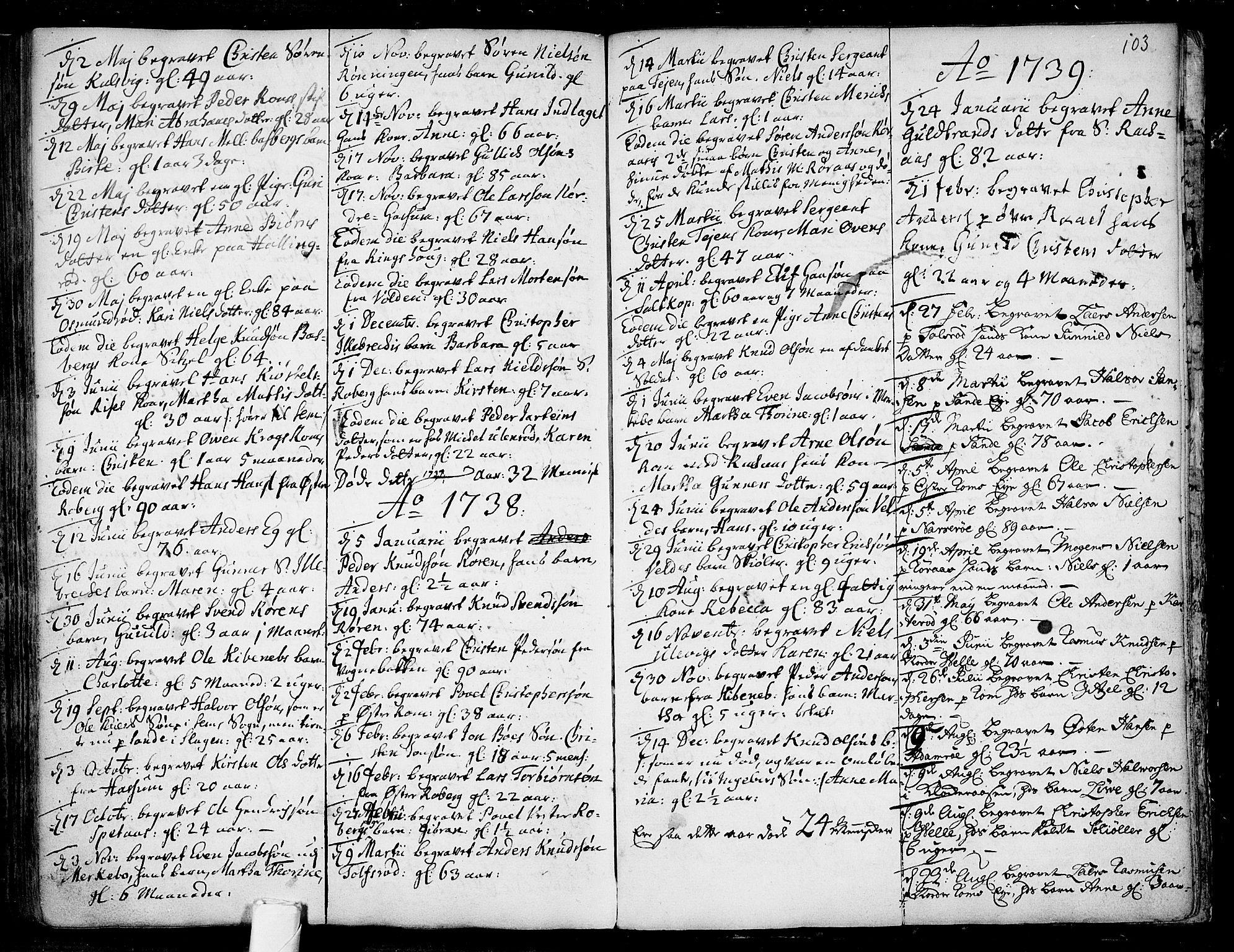 Sem kirkebøker, SAKO/A-5/F/Fb/L0001: Parish register (official) no. II 1, 1702-1764, p. 103
